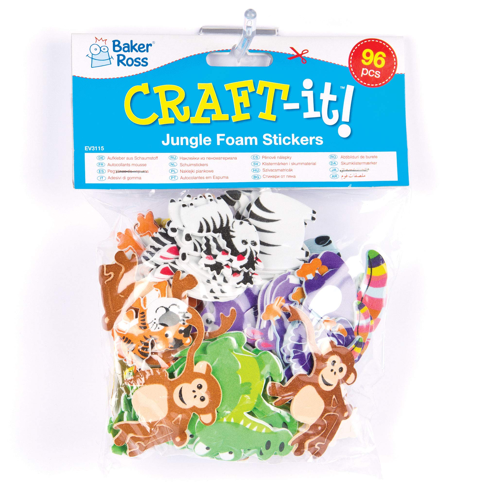 Baker Ross Jungle Animal Foam Stickers (96 Pack) - Self Adhesive Puffy Scrapbook Embellishments 7