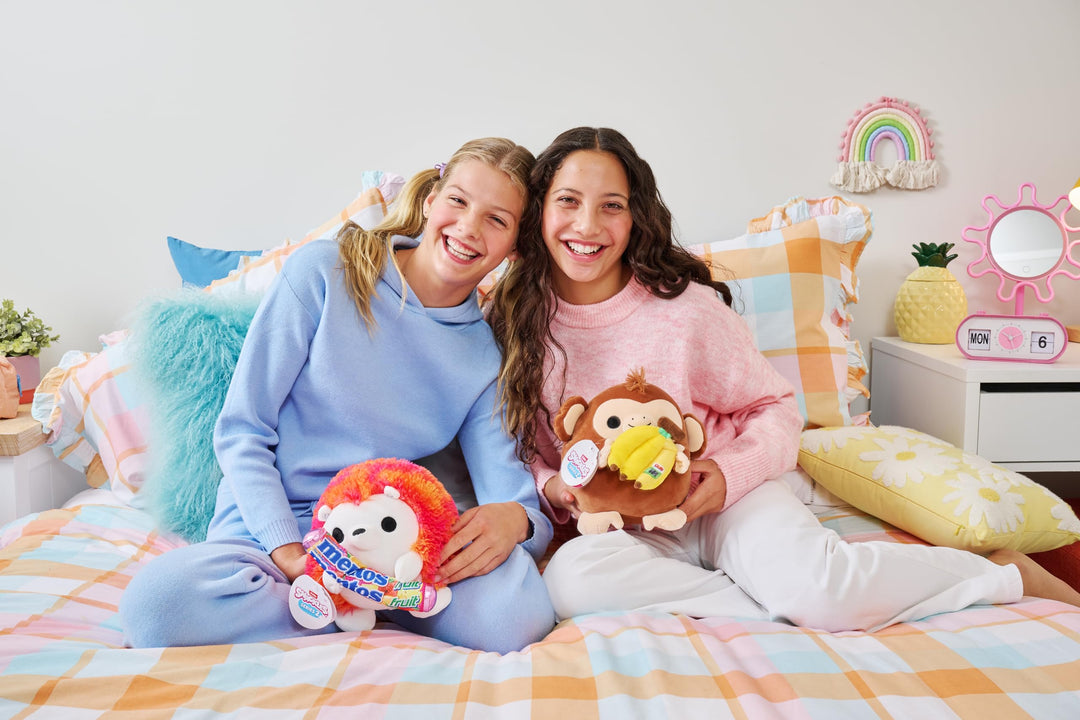 Snackles Series 2 Hedgehog - Cuddly Squishy Plush with Mentos Fruit Snack, 20 cm Brown Box