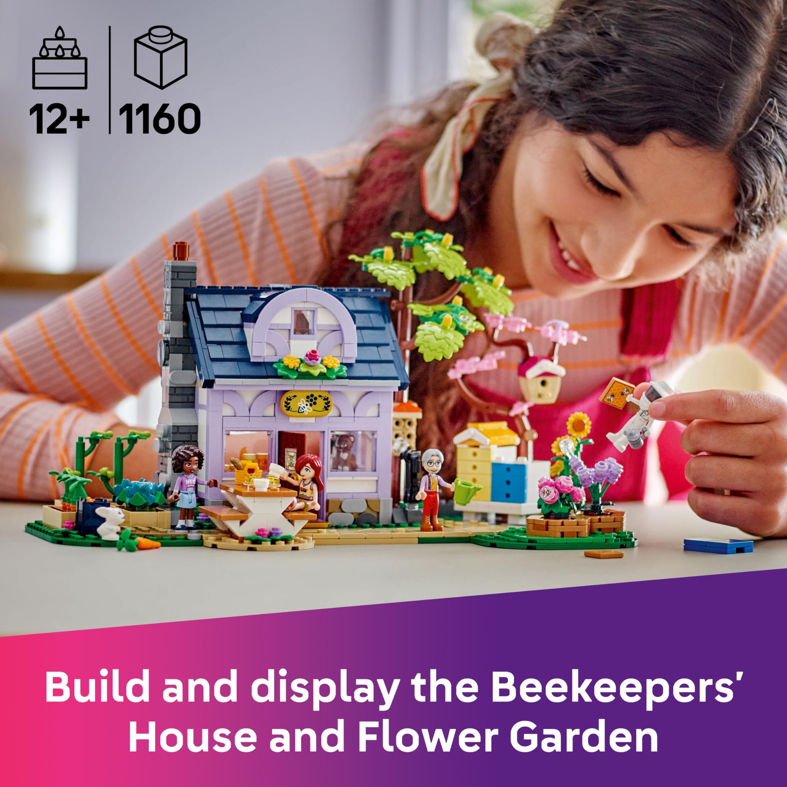 LEGO Friends Beekeepers’ House and Flower Garden Playset - 1161-Piece Building Set with 4 Mini Dolls, Cat and Rabbit Figures for Ages 12+ 11