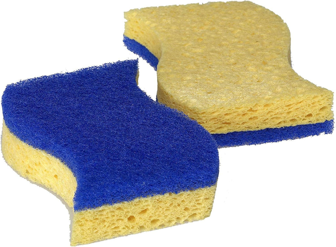 Spontex Non-Scratch Super Absorbent Sponge Scourers, Pack of 2 - Yellow