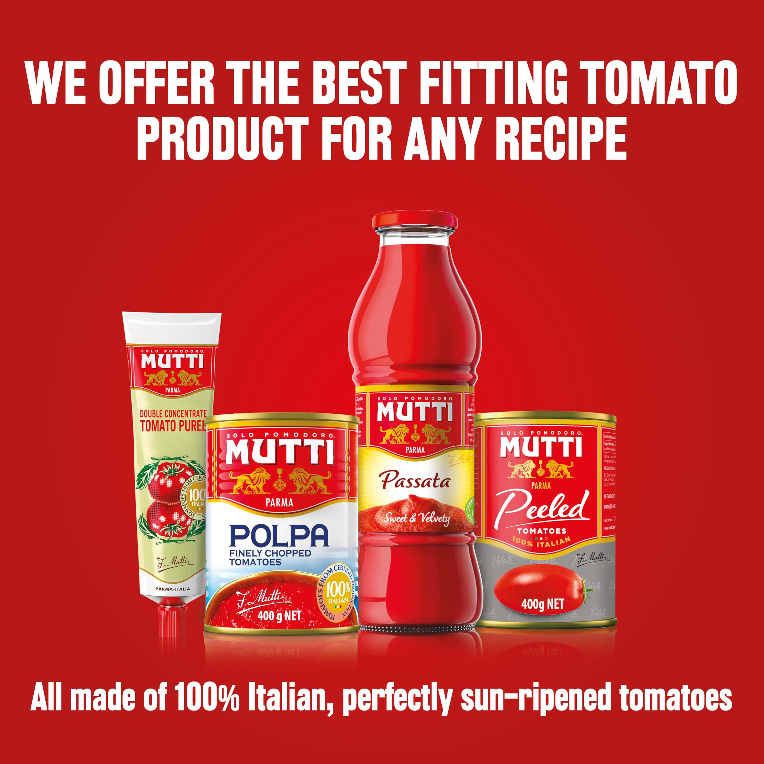 Mutti Finely Chopped Tomatoes - 100% Italian Tomatoes, No Additives | 4 x 400g Pack 4