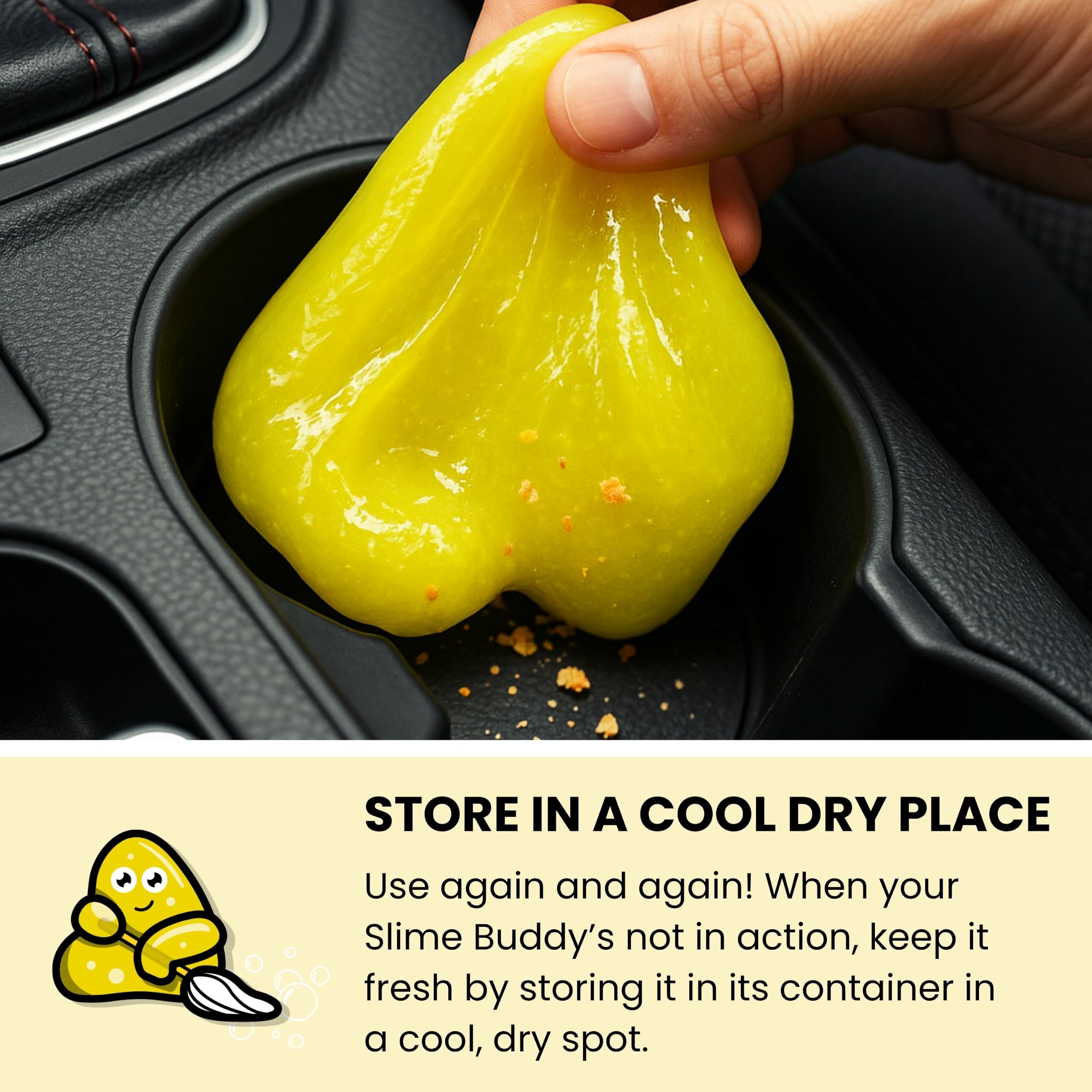 Slime Buddies Cleaning Putty Gel - Lemon Scented for Electronics & Car Interiors | Reusable