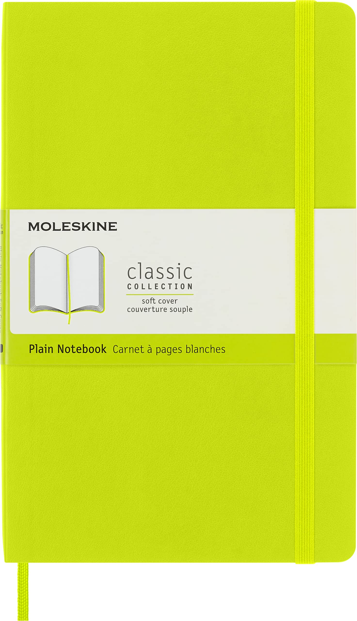 Moleskine Classic Notebook - Plain Layout | Soft Cover | Large 13 x 21 cm | Lemon Green