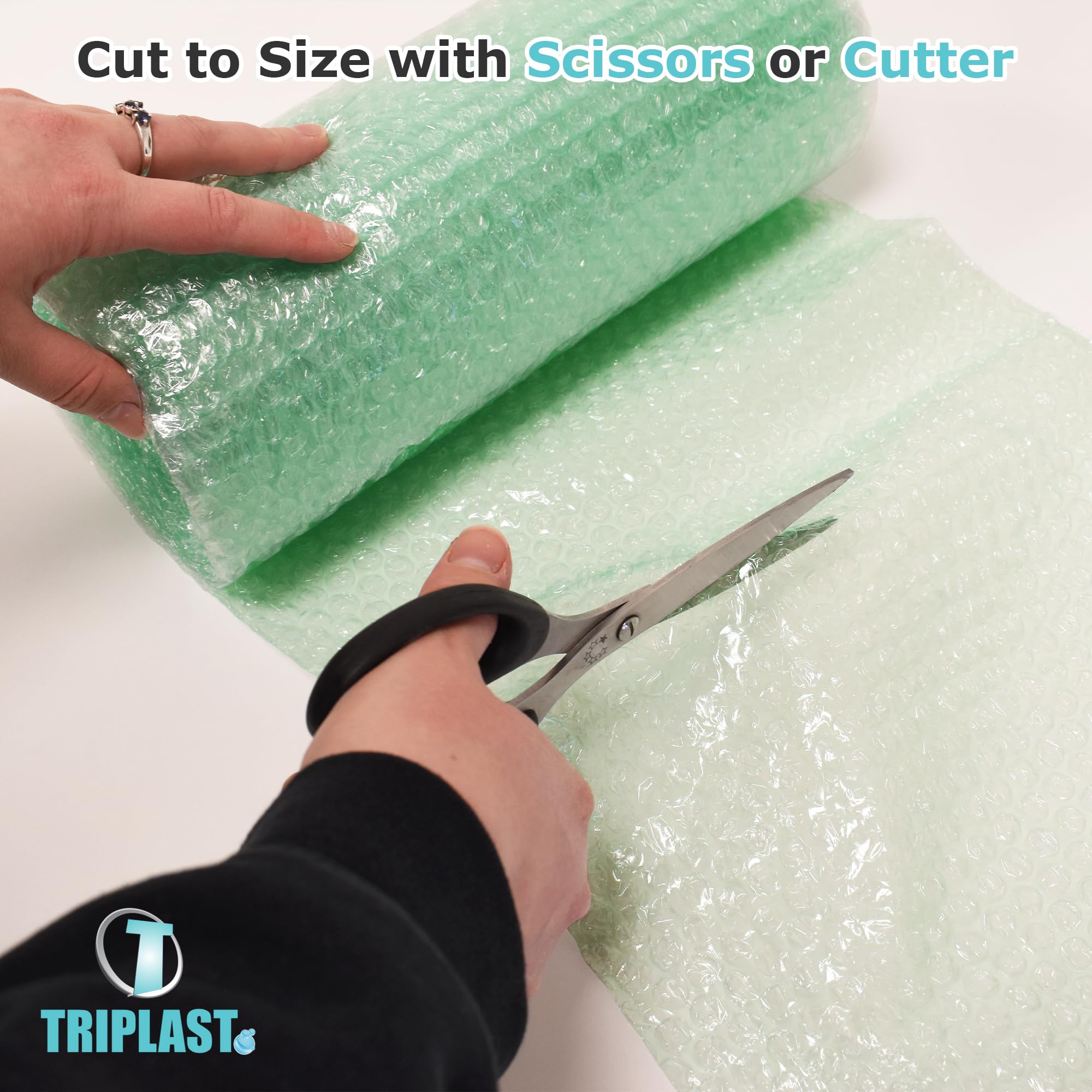 Triplast Biodegradable Green Bubble Wrap Roll - 400mm x 25m | Small 10mm Bubbles | Recycled Content 5