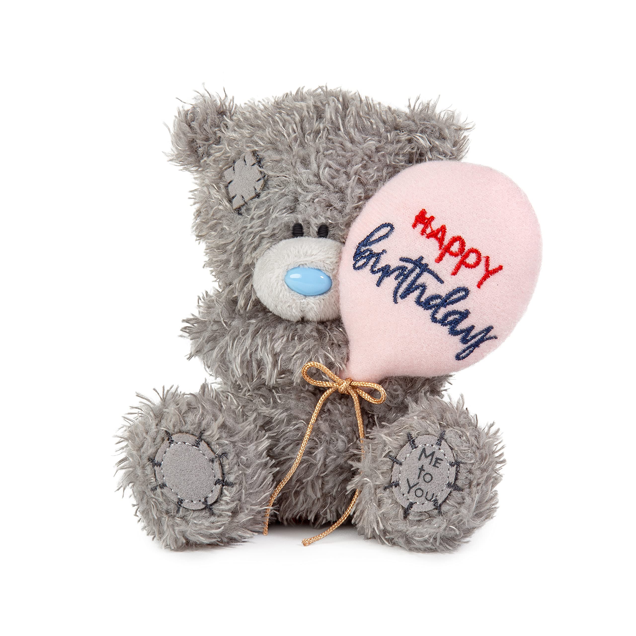 Me To You Bear Tatty Teddy - 10cm Birthday Bear Holding Balloon | Grey Nylon Plush 1