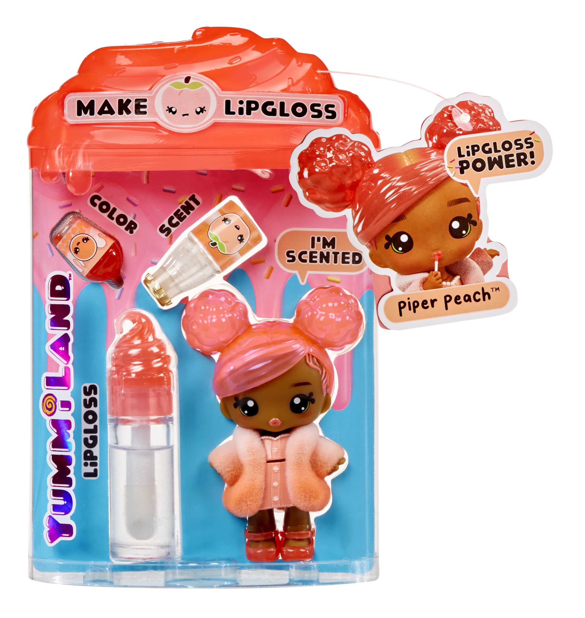Yummiland Piper Peach Doll - Scented Character with DIY Lipgloss Kit - Ages 4+ 5