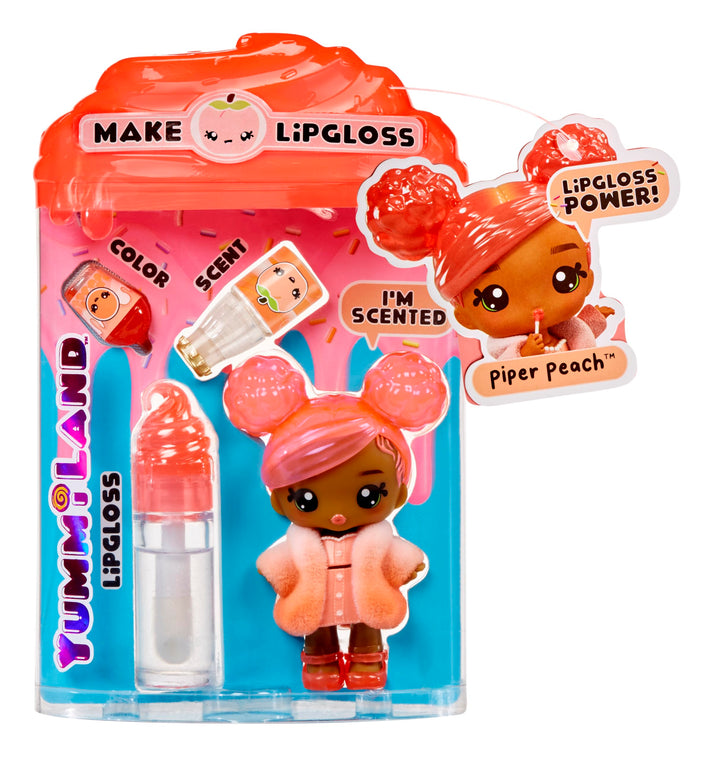 Yummiland Piper Peach Doll - Scented Character with DIY Lipgloss Kit - Ages 4+
