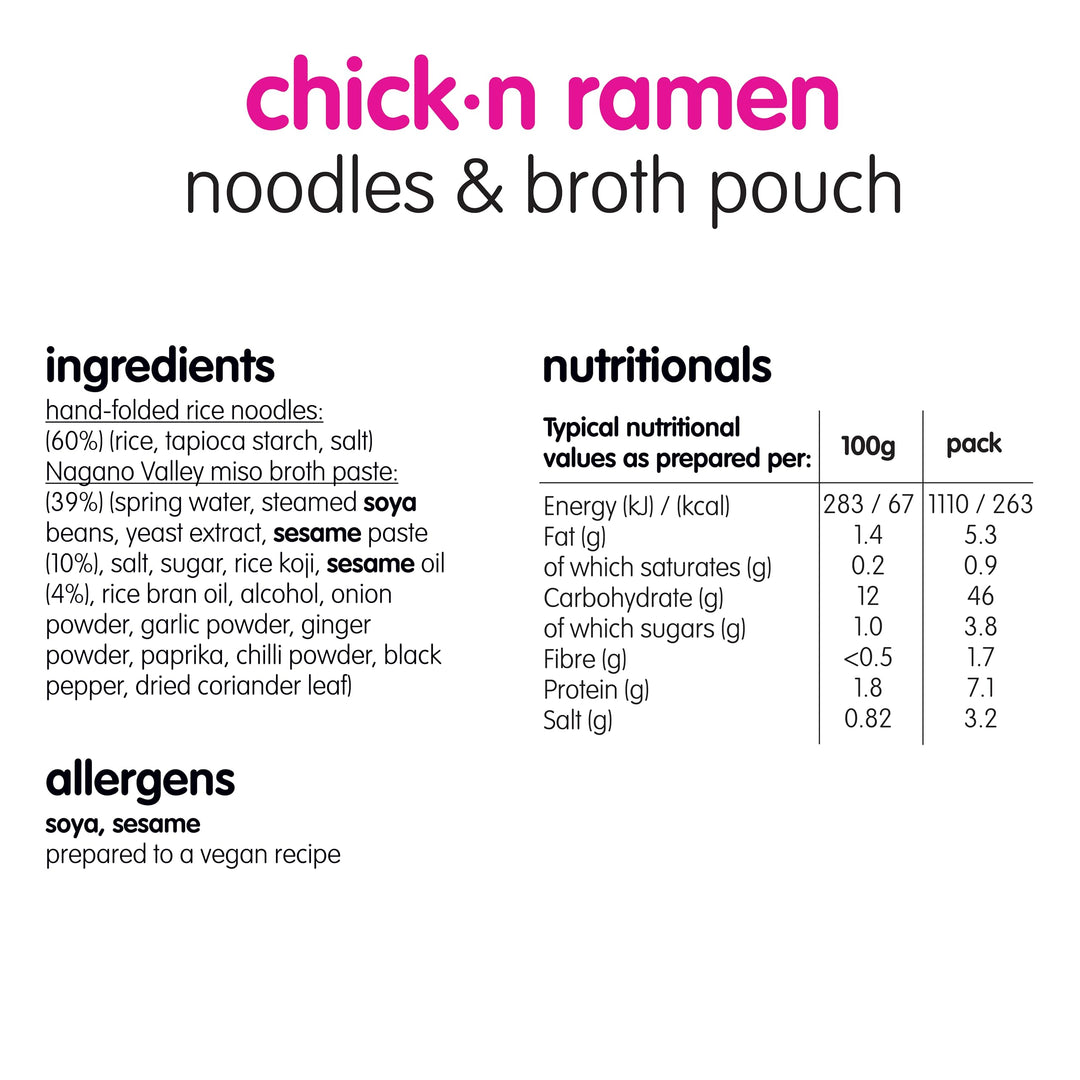 Itsu Chickn Noodles & Broth Pouch 82g - Pack of 6 | Gluten Free Vegan Instant Noodles