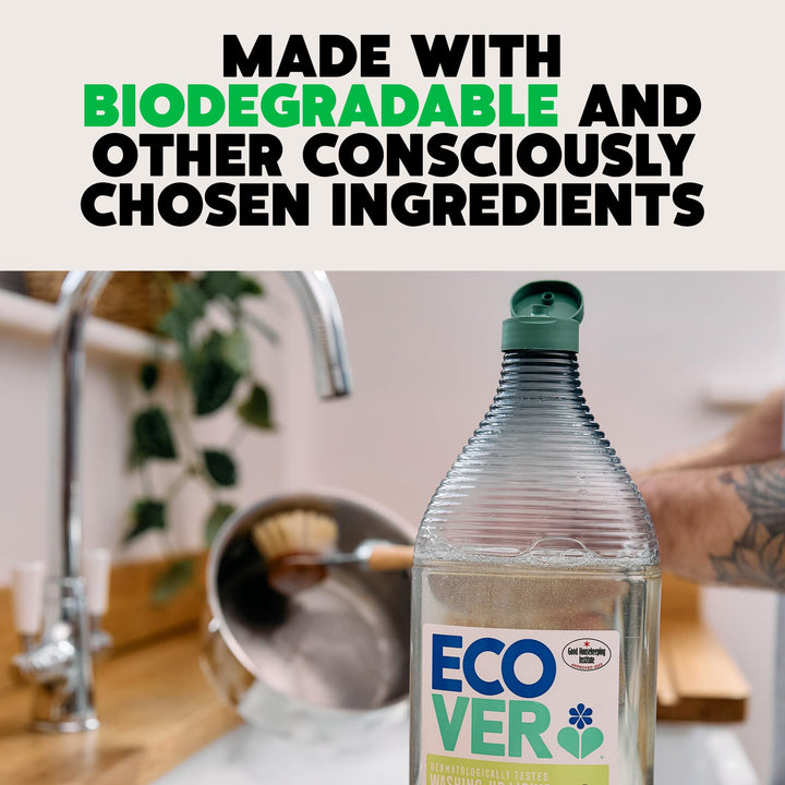 Ecover - Washing Up Liquid Dishwashing Soap, Tough on Grease, Fresh Scent