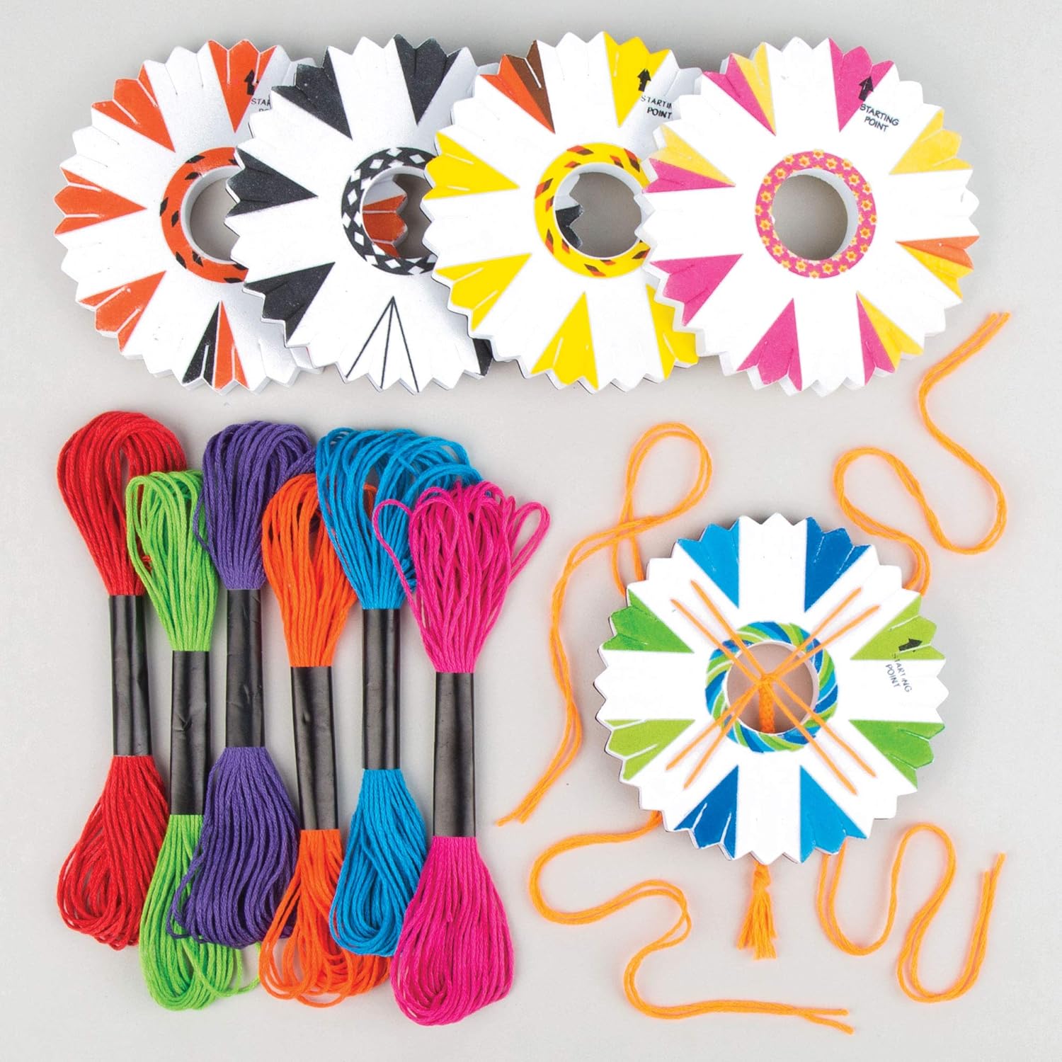 Baker Ross Make Your Own Braided Friendship Bracelets Craft Kit - Kumihimo Jewelry Making for Kids (Pack of 4)
