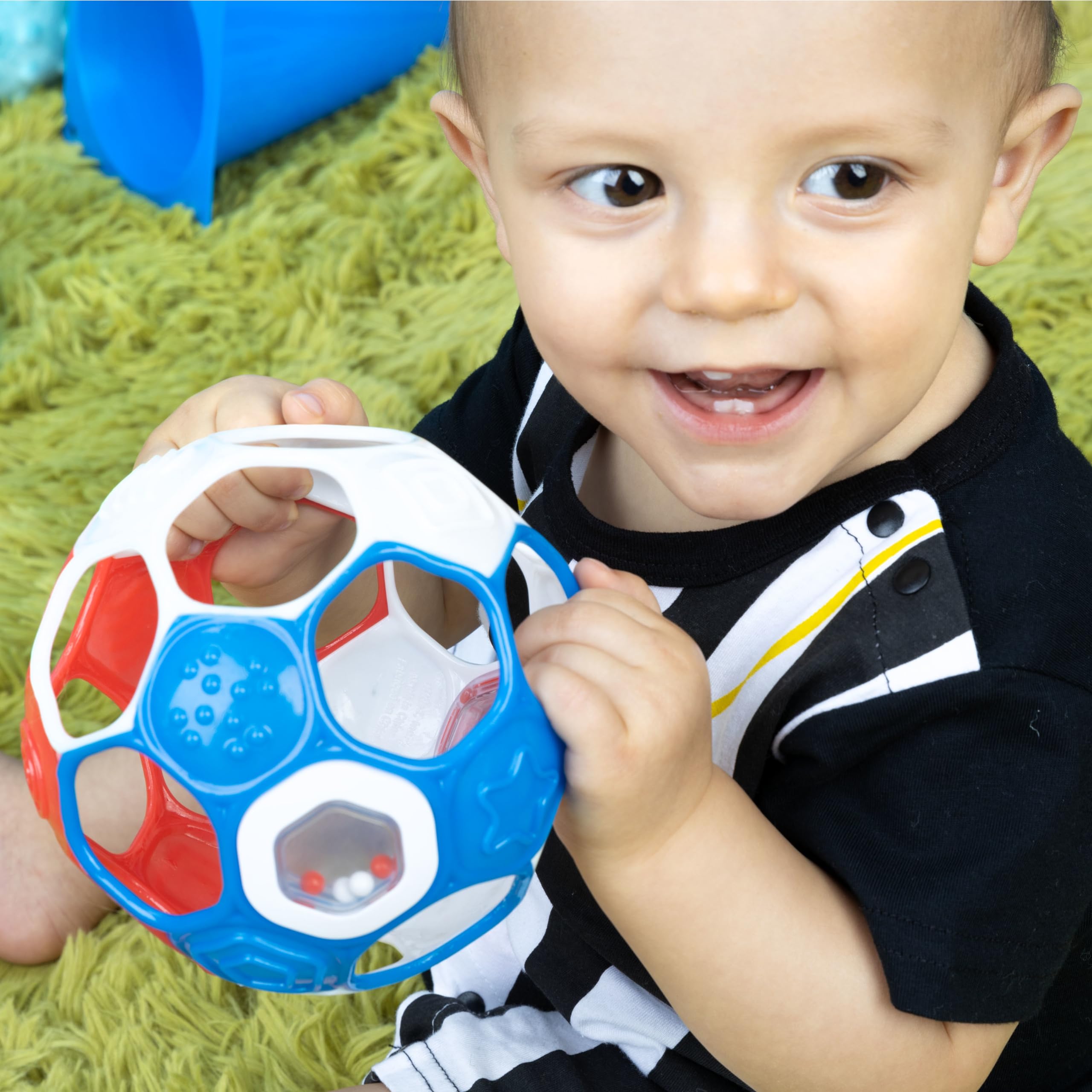 Bright Starts Oball Grippin' Goals Rattle Football - Easy-Grasp Toy for Newborn & Up 3
