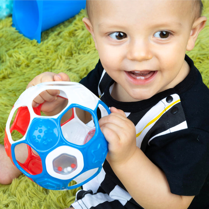 Bright Starts Oball Grippin' Goals Rattle Football - Easy-Grasp Toy for Newborn & Up