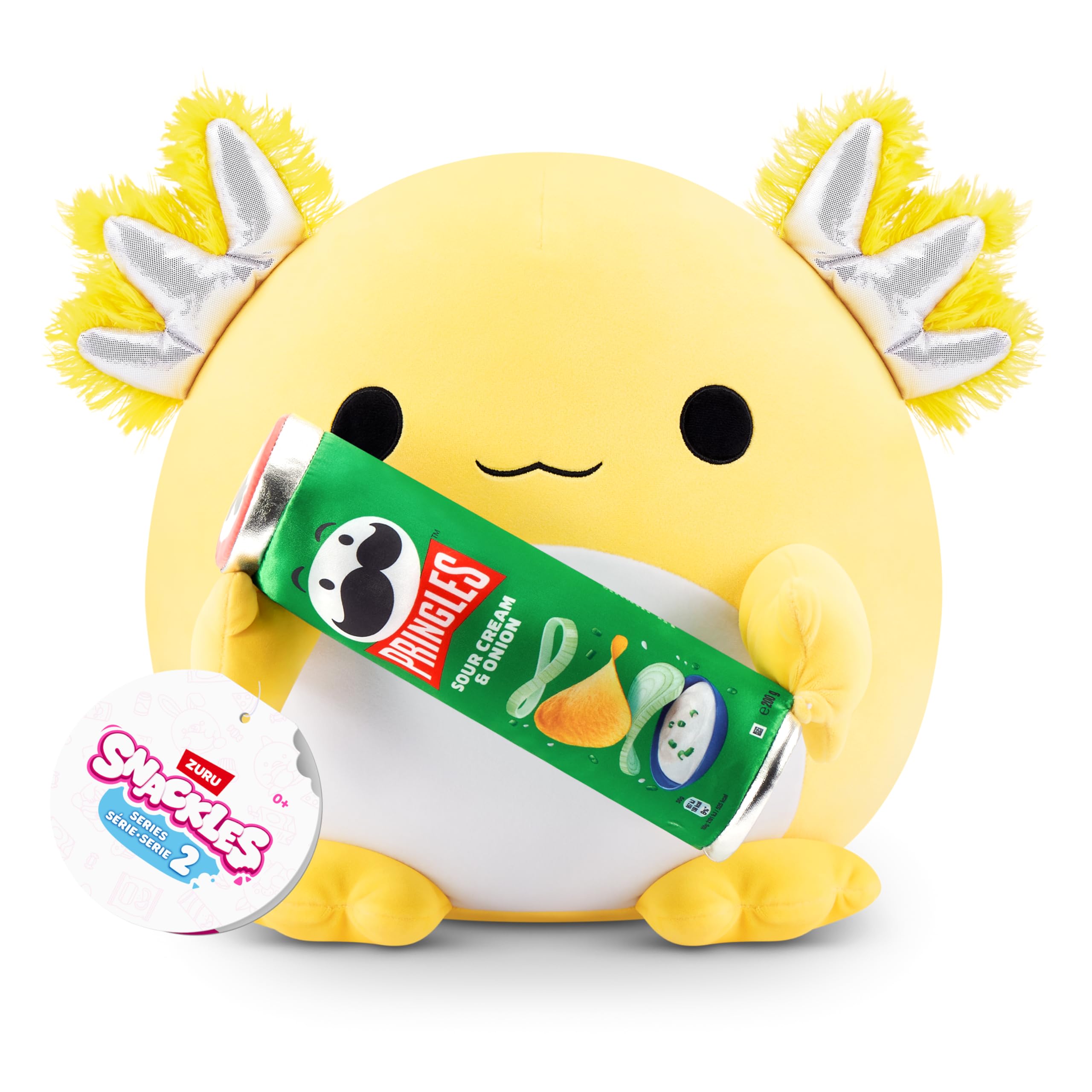 Snackles Series 2 Wave 2 Axolotl - 35 cm Super Soft Plush with Pringles Sour Cream & Onion Snack Accessory 1