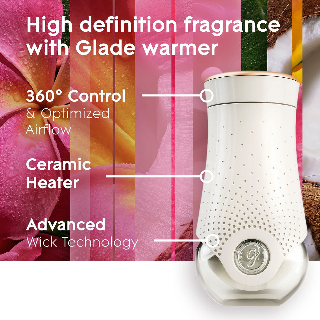 Glade - Tropical Blossoms Air Freshener Holder & Refill, Electric Scented Oil Diffuser with Essential Oils