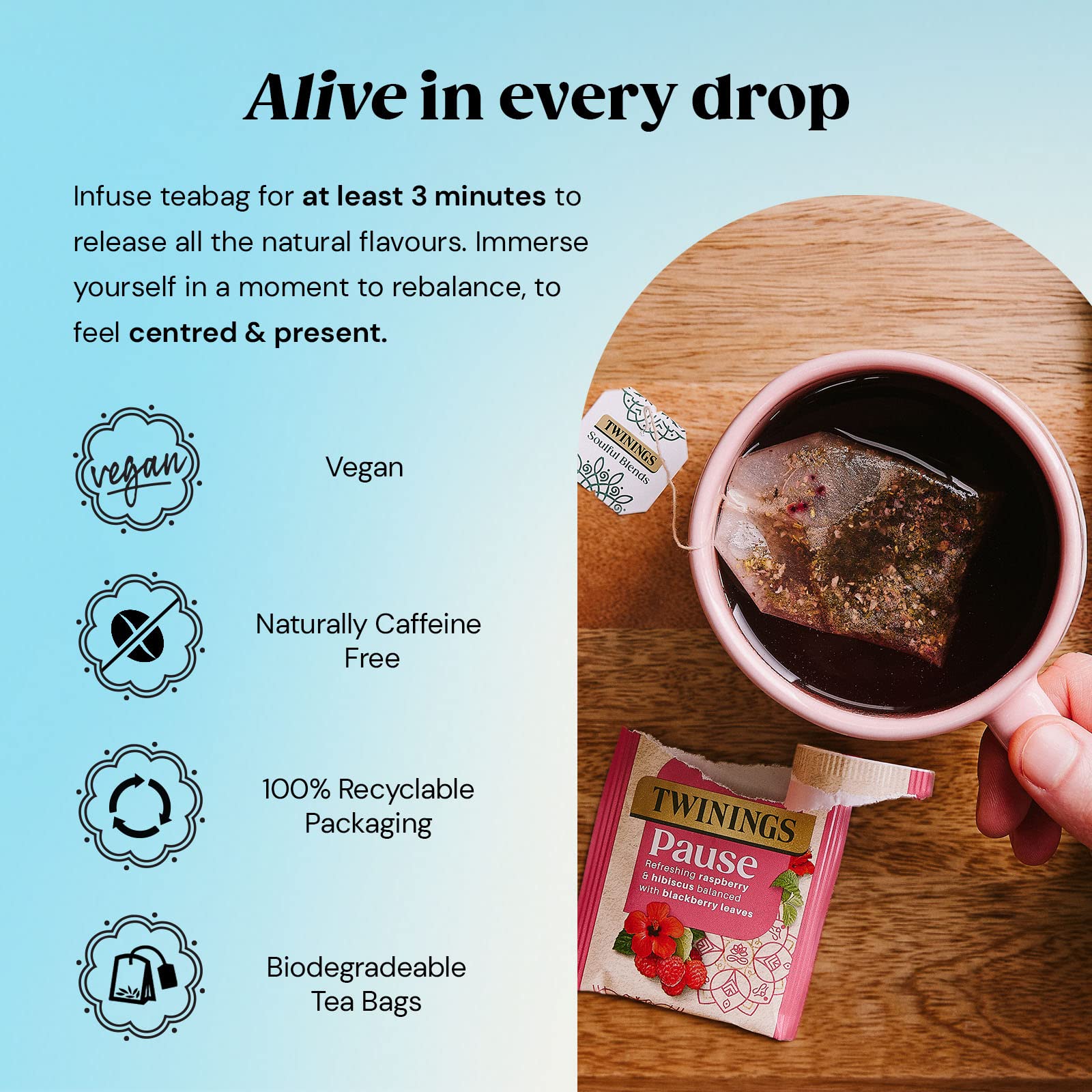 Twinings Soulful Blends Pause Herbal Tea - Refreshing Raspberry & Hibiscus | 20 Count Teabags 5