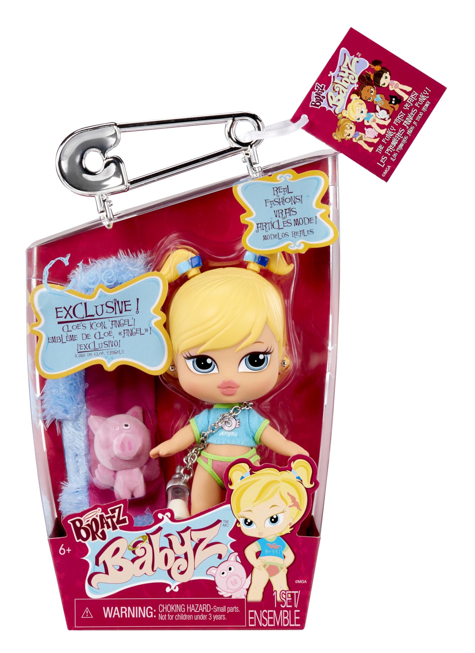 Bratz Babyz Collectible Fashion Doll - Cloe with Real Fashions, Flocked Pet & Baby Bottle Necklace - Ages 3+ 1