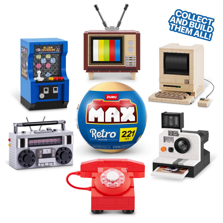 MAX Premium Retro Building Bricks - Arcade Machine Building Set for Ages 3+