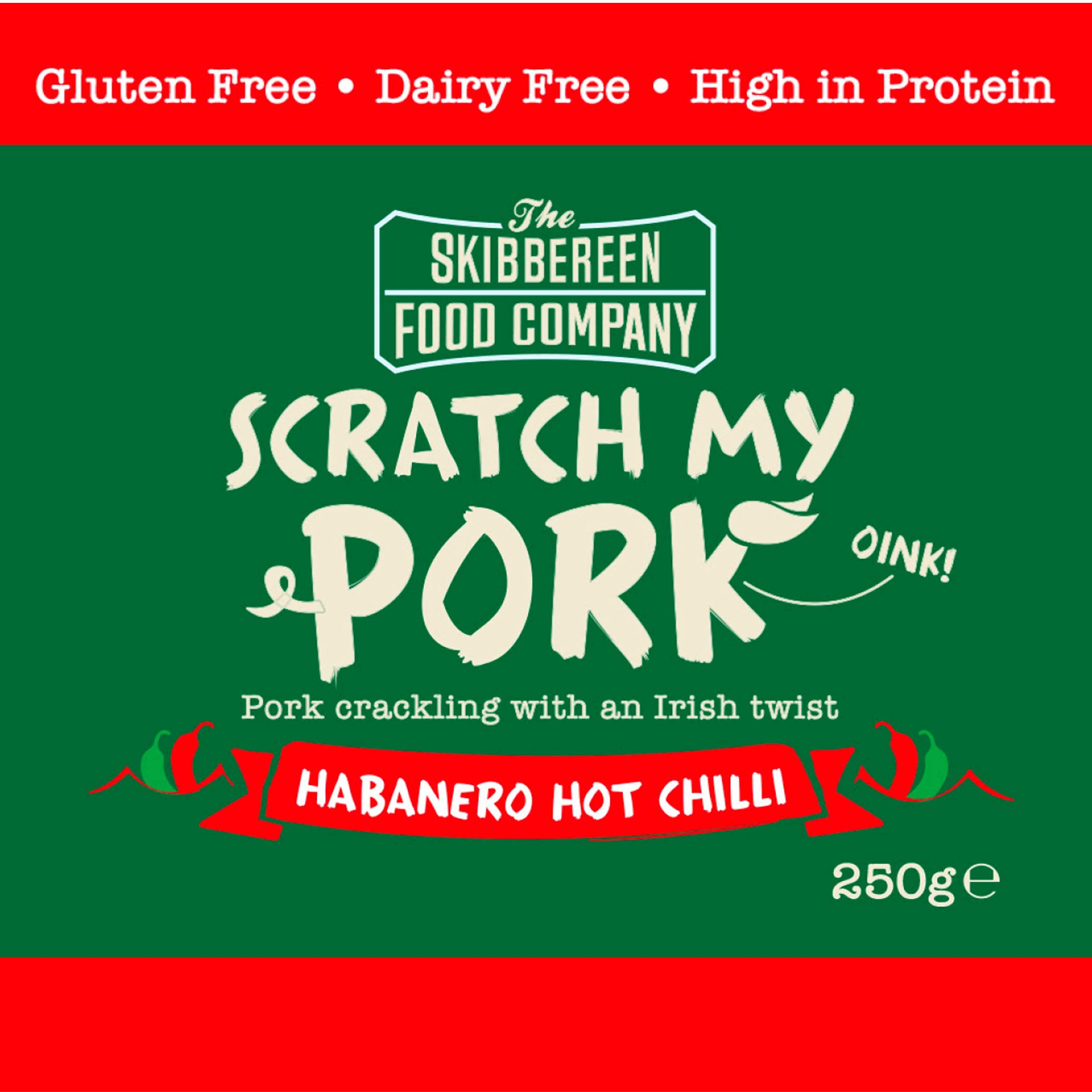 The Skibbereen Food Company Habanero Hot Chilli Pork Crackling - Gluten Free, High Protein, Low Carb Snack 12