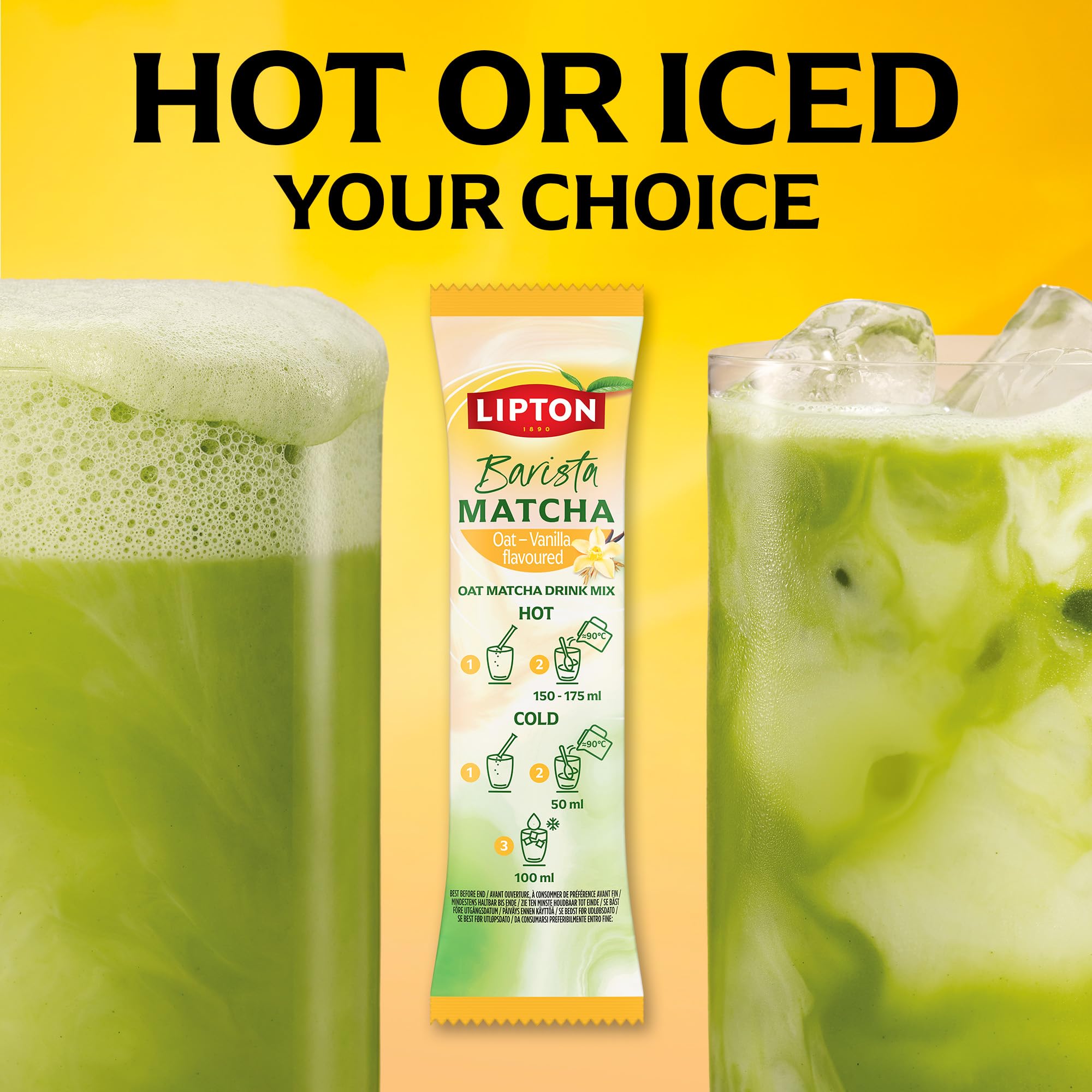 Lipton Barista Matcha Vanilla Oat Latte Instant Drink Mix, 10 Sticks, Hot or Iced 4
