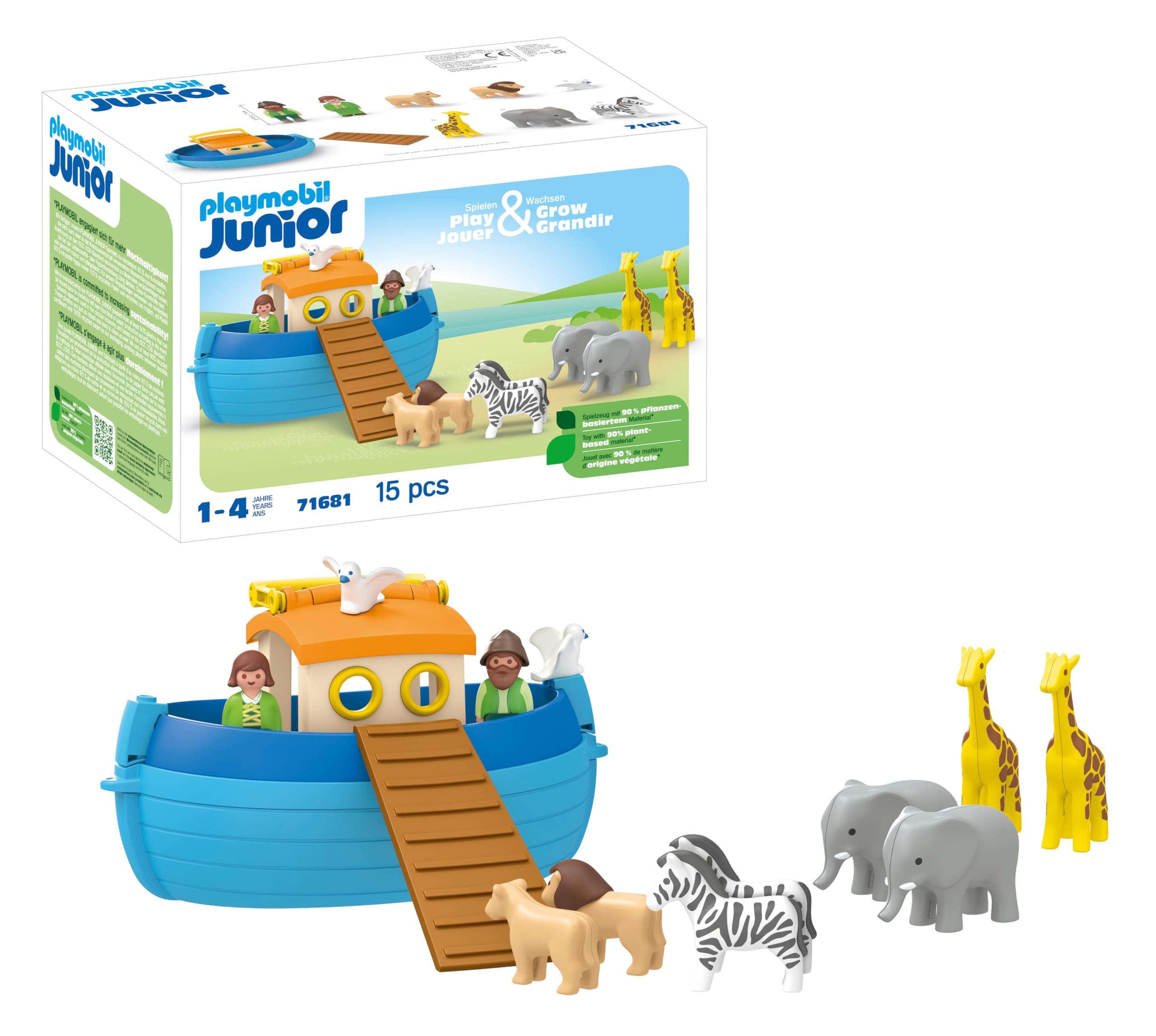 PLAYMOBIL 71681 JUNIOR My Take Along Noah's Ark - Portable Animal Playset for Toddlers 12 Months+ 1