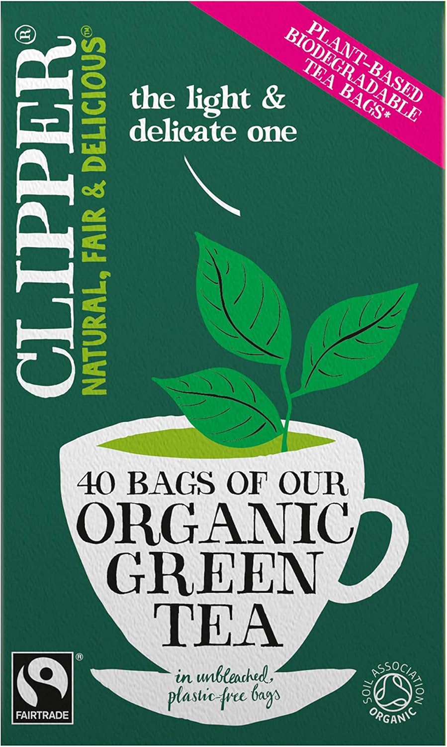 Clipper Organic Pure Green Tea Bags - Box of 40 Fairtrade & Biodegradable Tea Bags 5