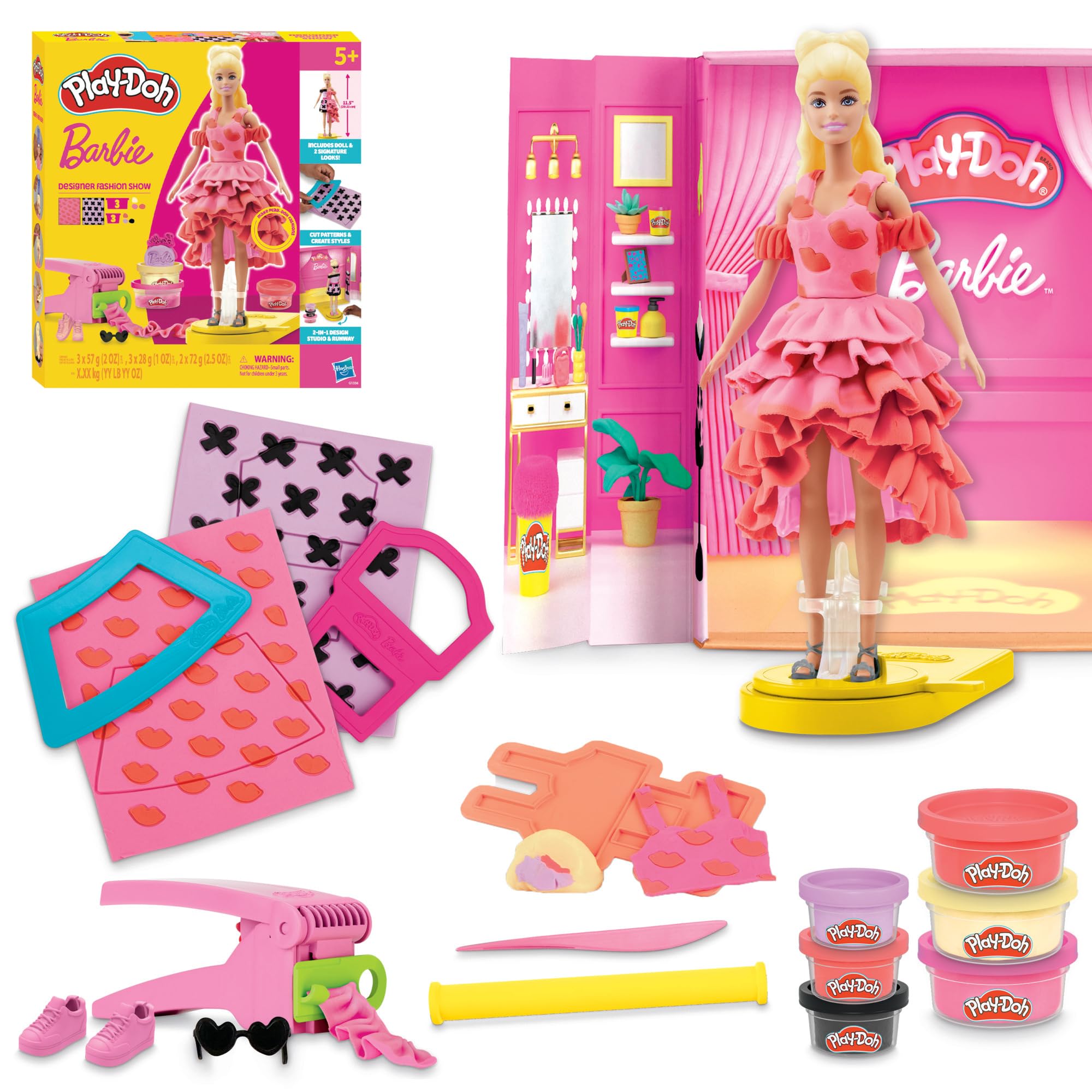 Play-Doh Barbie Designer Fashion Show Playset - Ages 5+ | Includes Barbie Doll & 5 Cans Compound