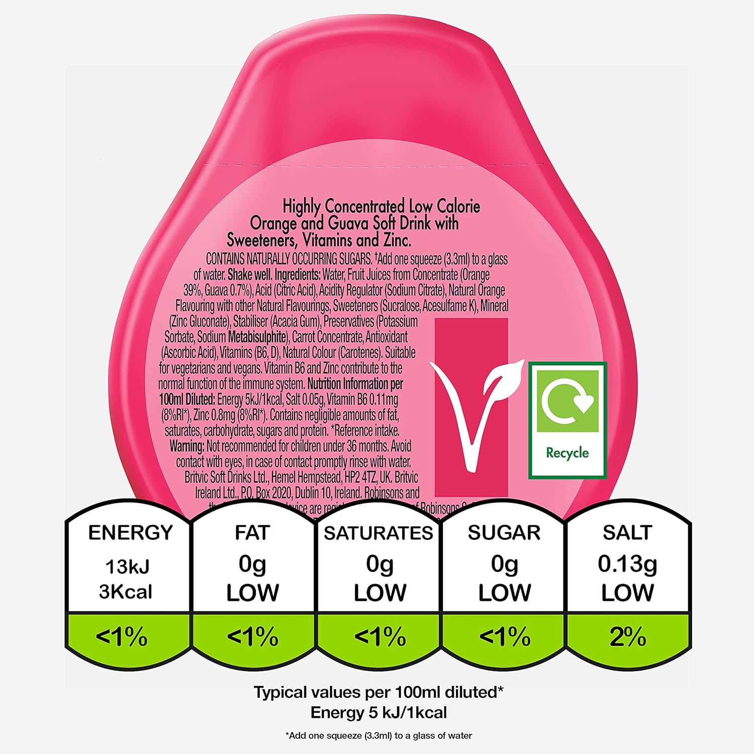 Robinsons Immunity Benefit Drops Orange & Guava Squash with Vitamin B6 and Zinc - 66ml 4