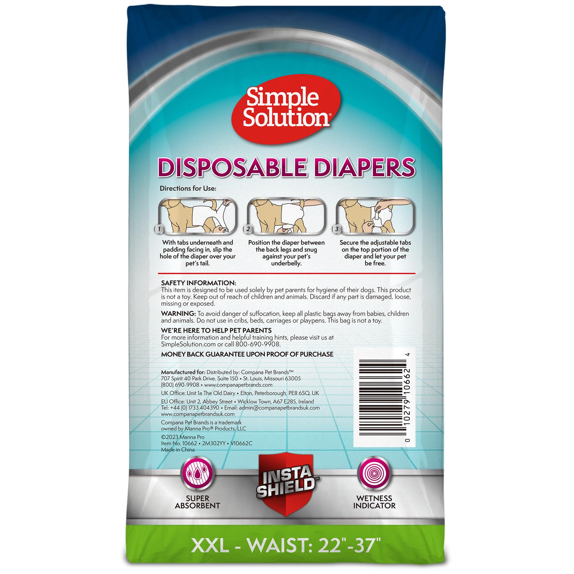 Simple Solution True Fit Disposable Dog Diapers for Female Dogs - XXL (22-37in Waist) - 30 Count 6
