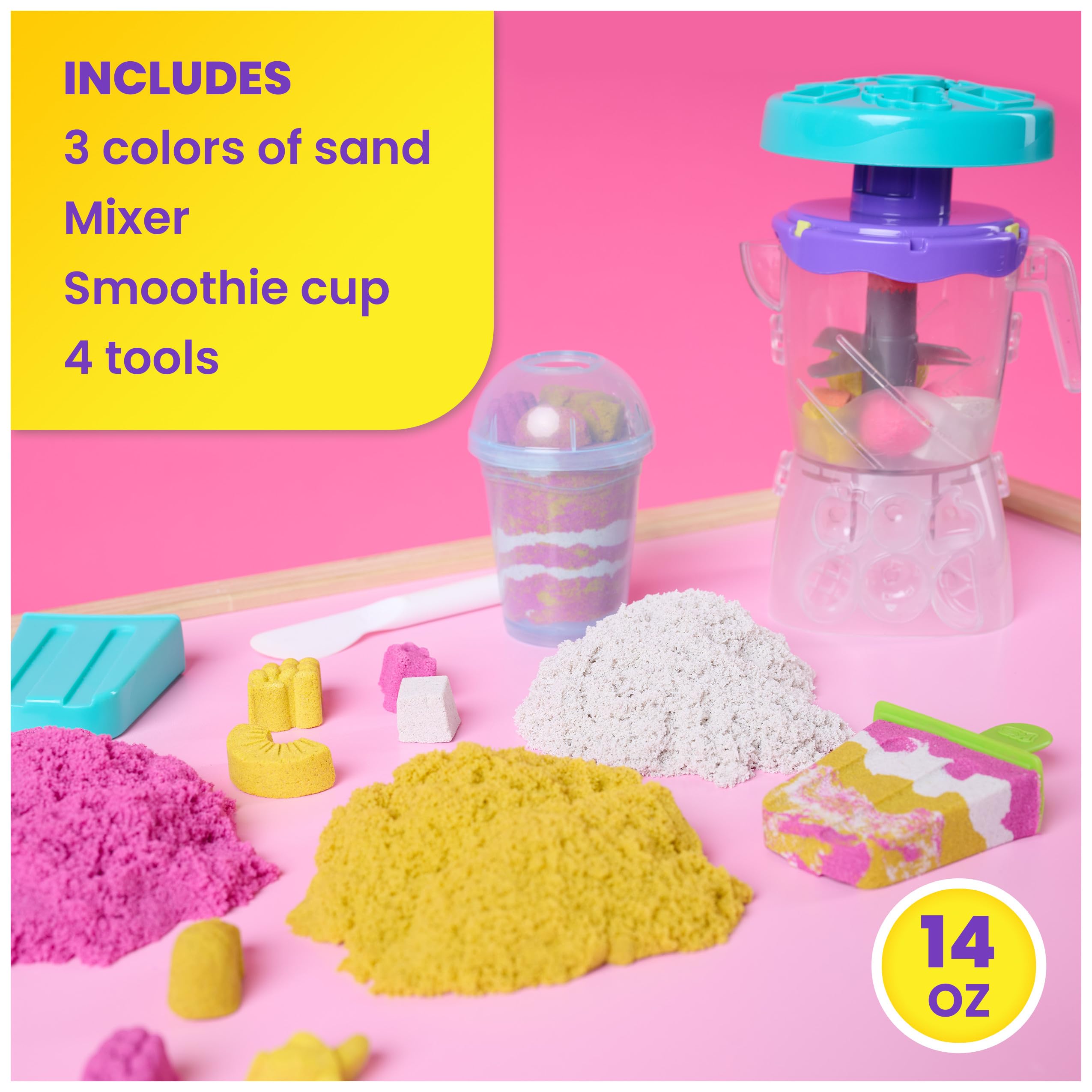 Kinetic Sand Smoothie Mixer Playset with 14 oz Play Sand, Tools, and Popsicle Mould | Ages 5-14 7