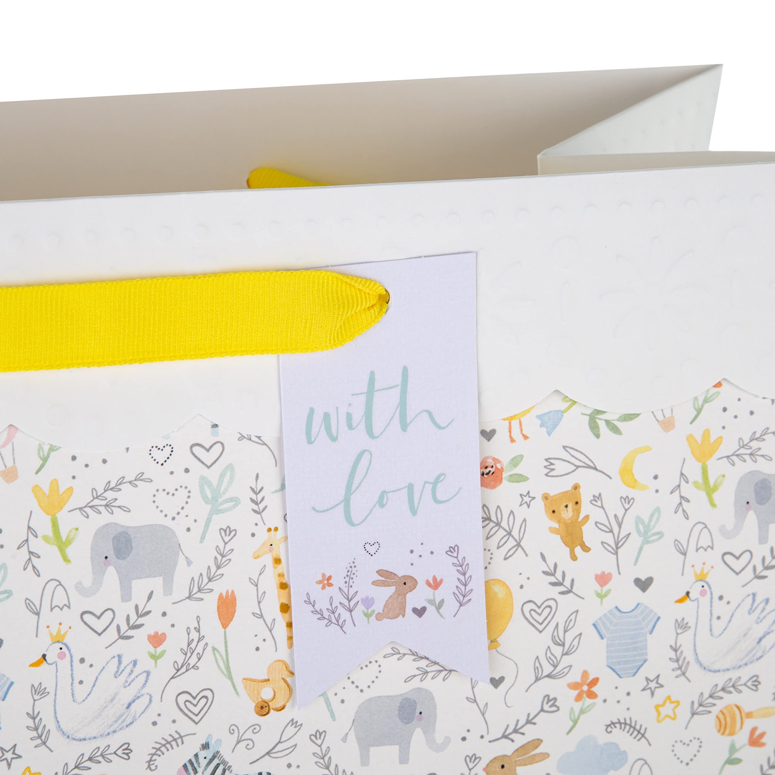 Hallmark Large New Baby Gift Bag - Cute Illustrated Animal Design | 33cm x 26.5cm 5