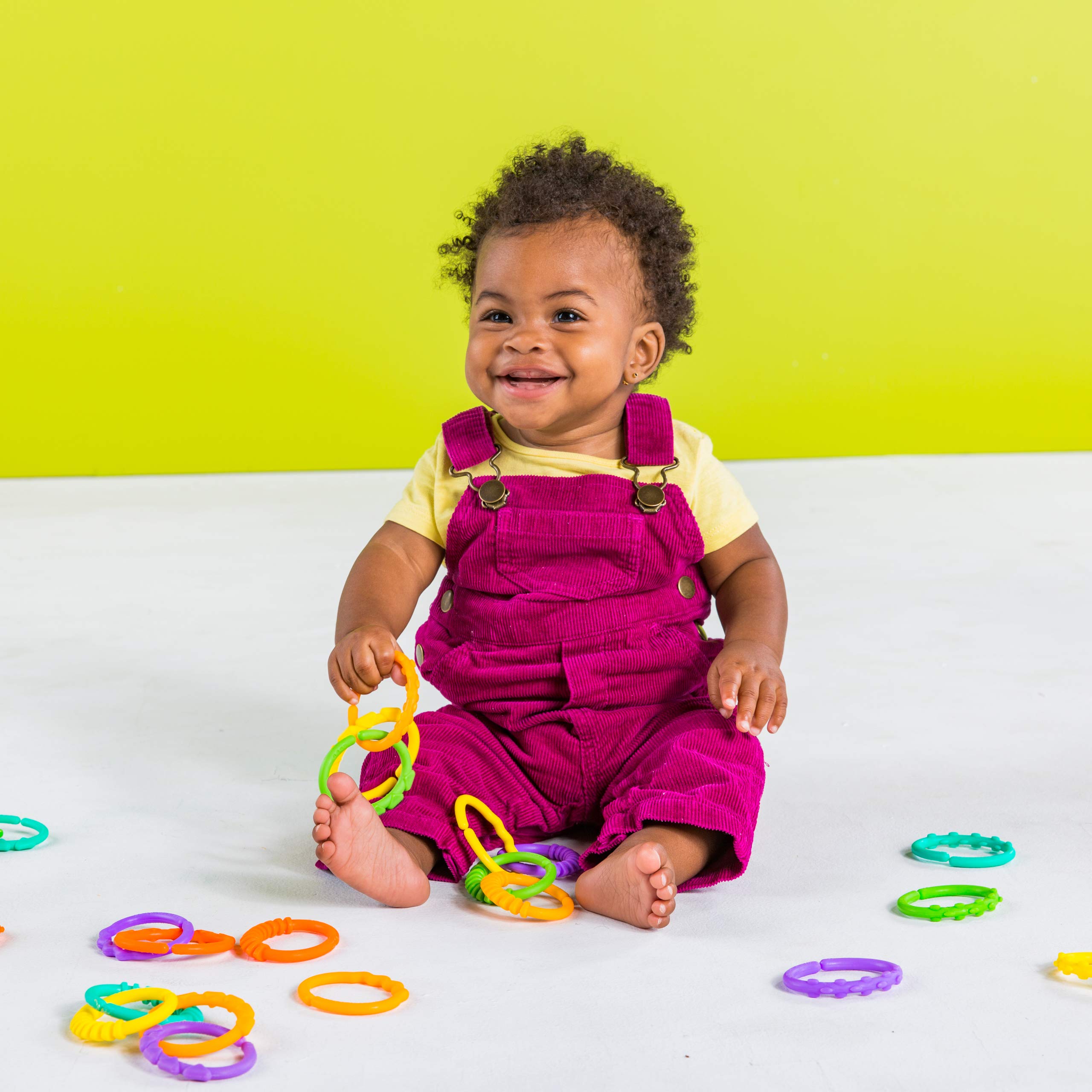 Bright Starts Lots of Links Rings Toys - 24 Pcs BPA-Free Plastic Links for Stroller or Carrier, Ages 0 Months+ 8