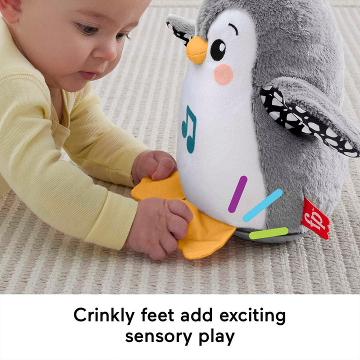 Fisher-Price Flap & Wobble Penguin - Plush Musical Tummy Time Toy for Newborns 0+ Months