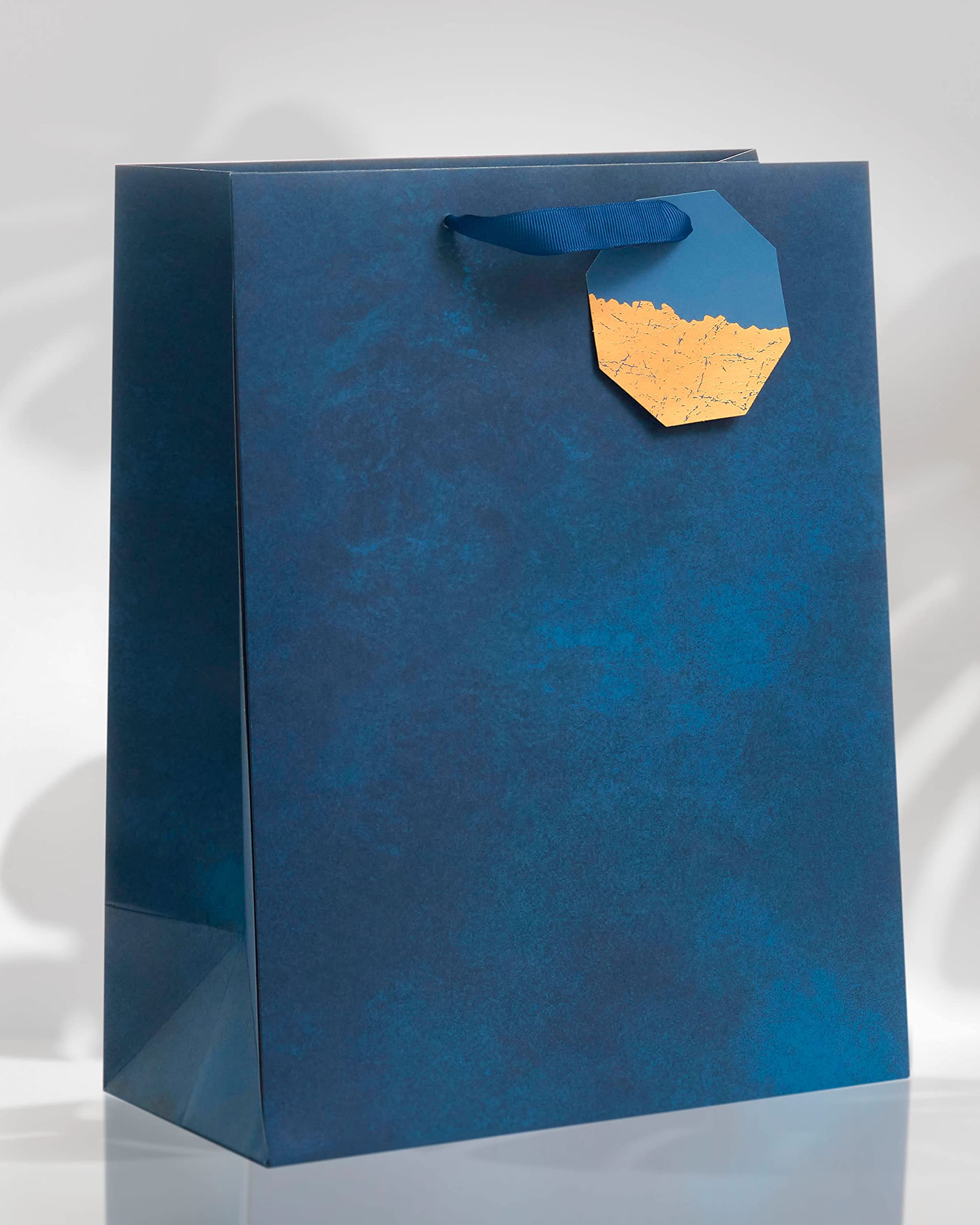 UK Greetings Large Gift Bag - Navy Inky Blue with Foil Tag | Perfect for Birthdays & Parties