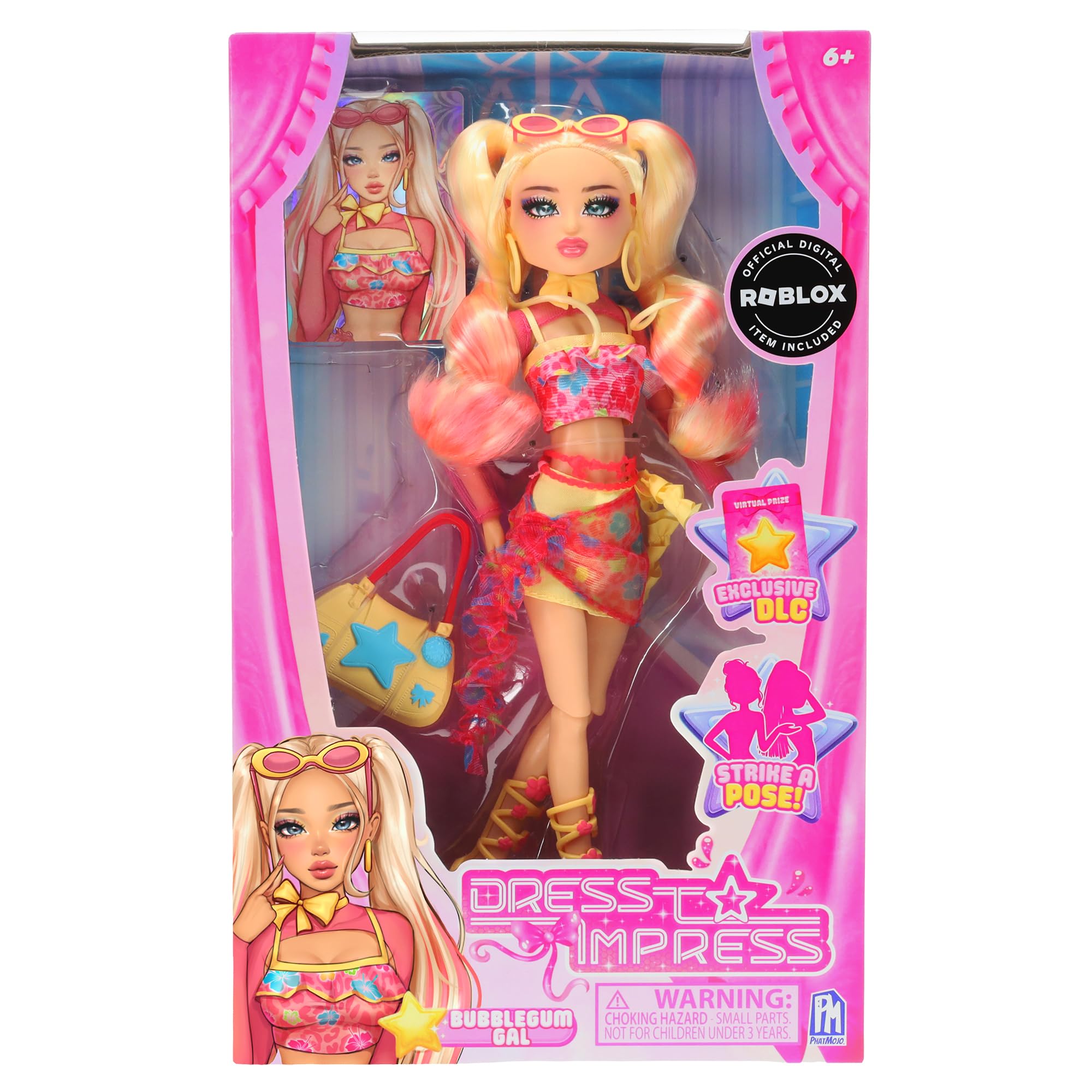 PhatMojo Dress To Impress Bubblegum Gal Fashion Doll - 11.5 Inch Fully Articulated | Includes DLC Code 1