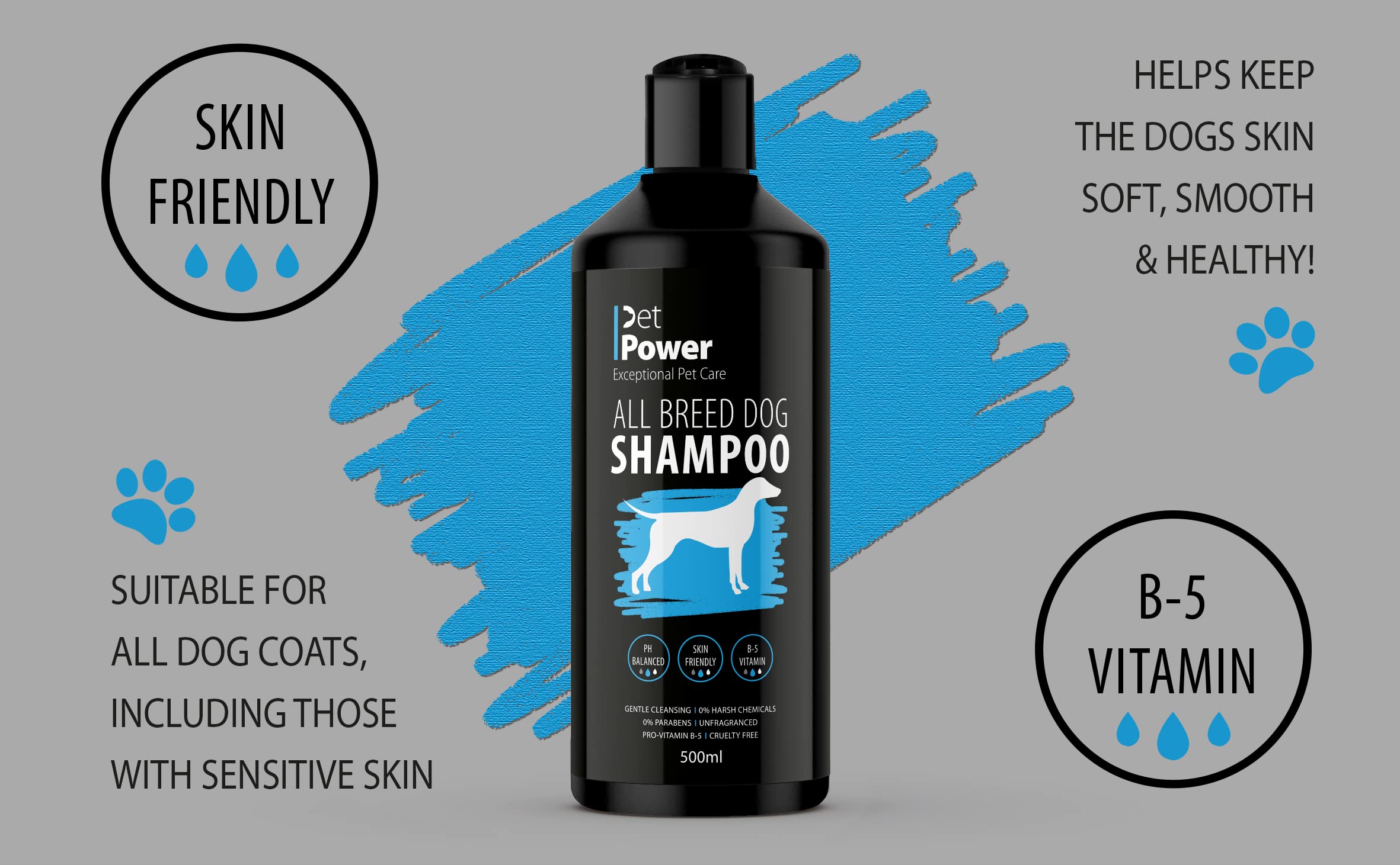 Pet Power All Breed Dog Shampoo - pH Balanced, Fragrance Free, Pro Vitamin B-5 | 500ml 3