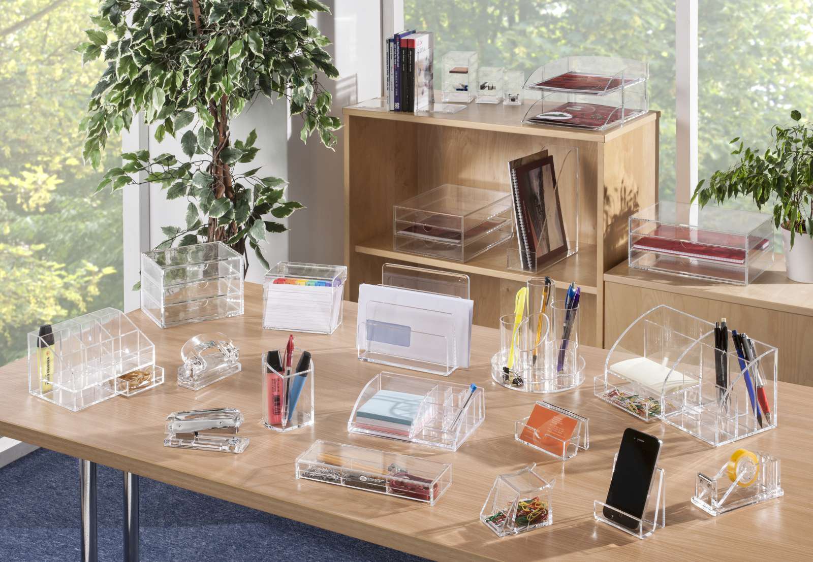 Osco Clear Acrylic Pen Pot - Square Transparent Desk Tidy for Pens, Pencils, and Tools | 70x70x102mm 6