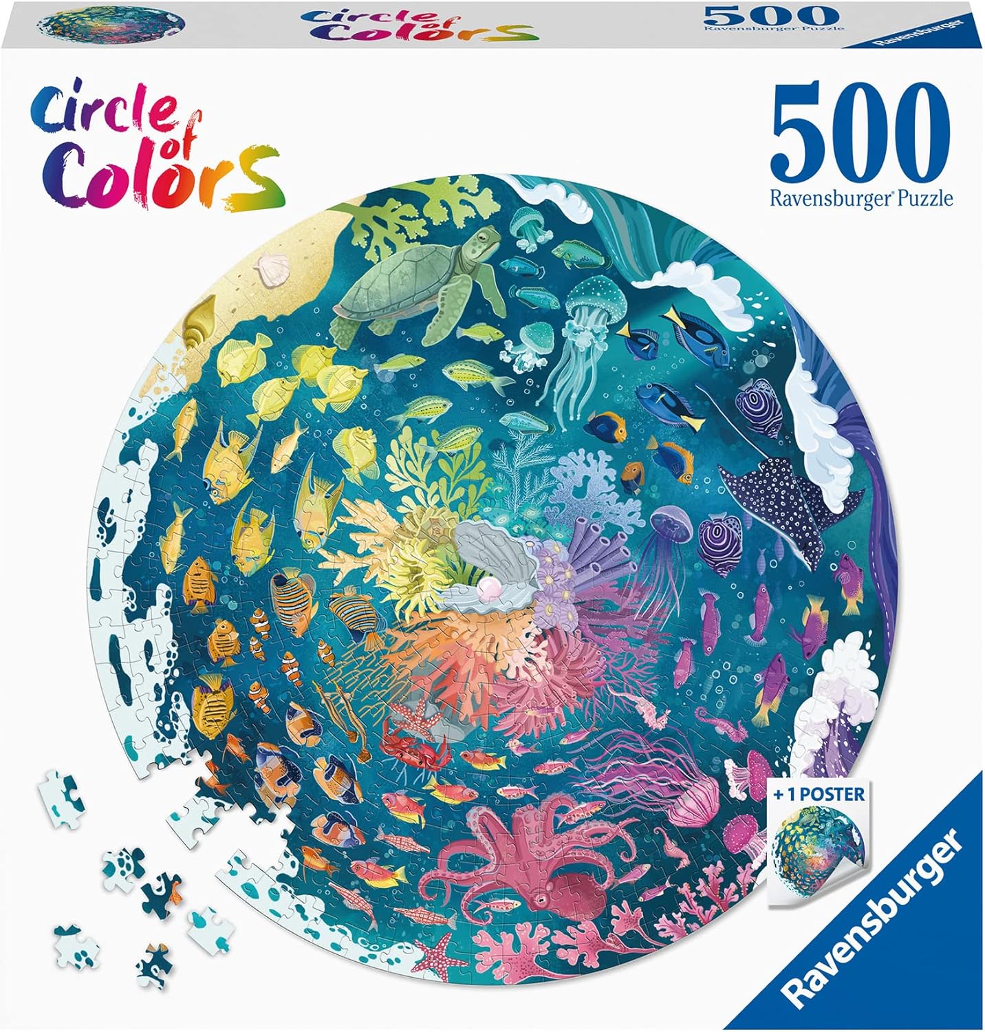Ravensburger Circle of Colours - Oceans 500 Piece Circular Jigsaw Puzzle 1