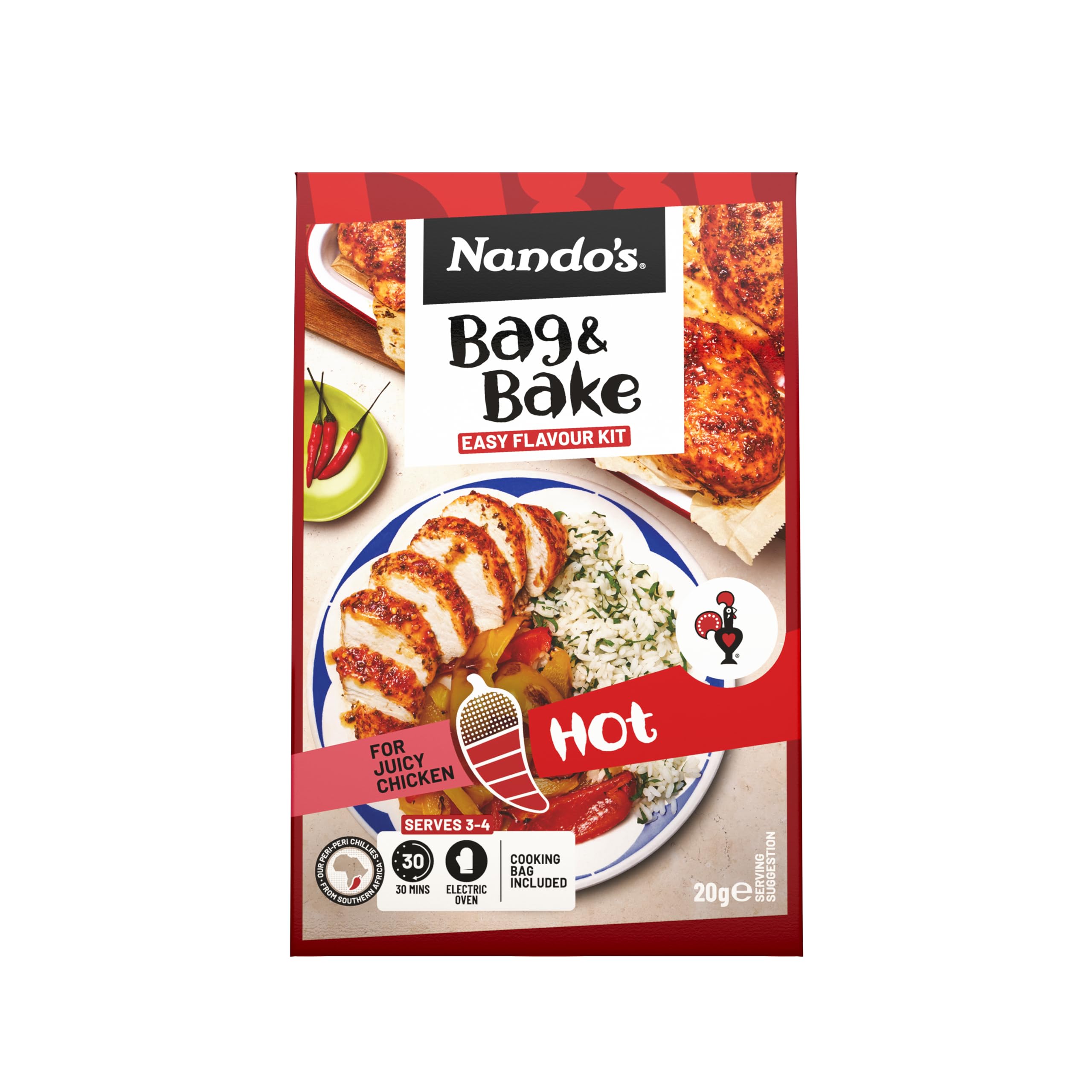 Nando's Peri-Peri Bag & Bake Seasoning for Chicken, Hot | 20g Powder