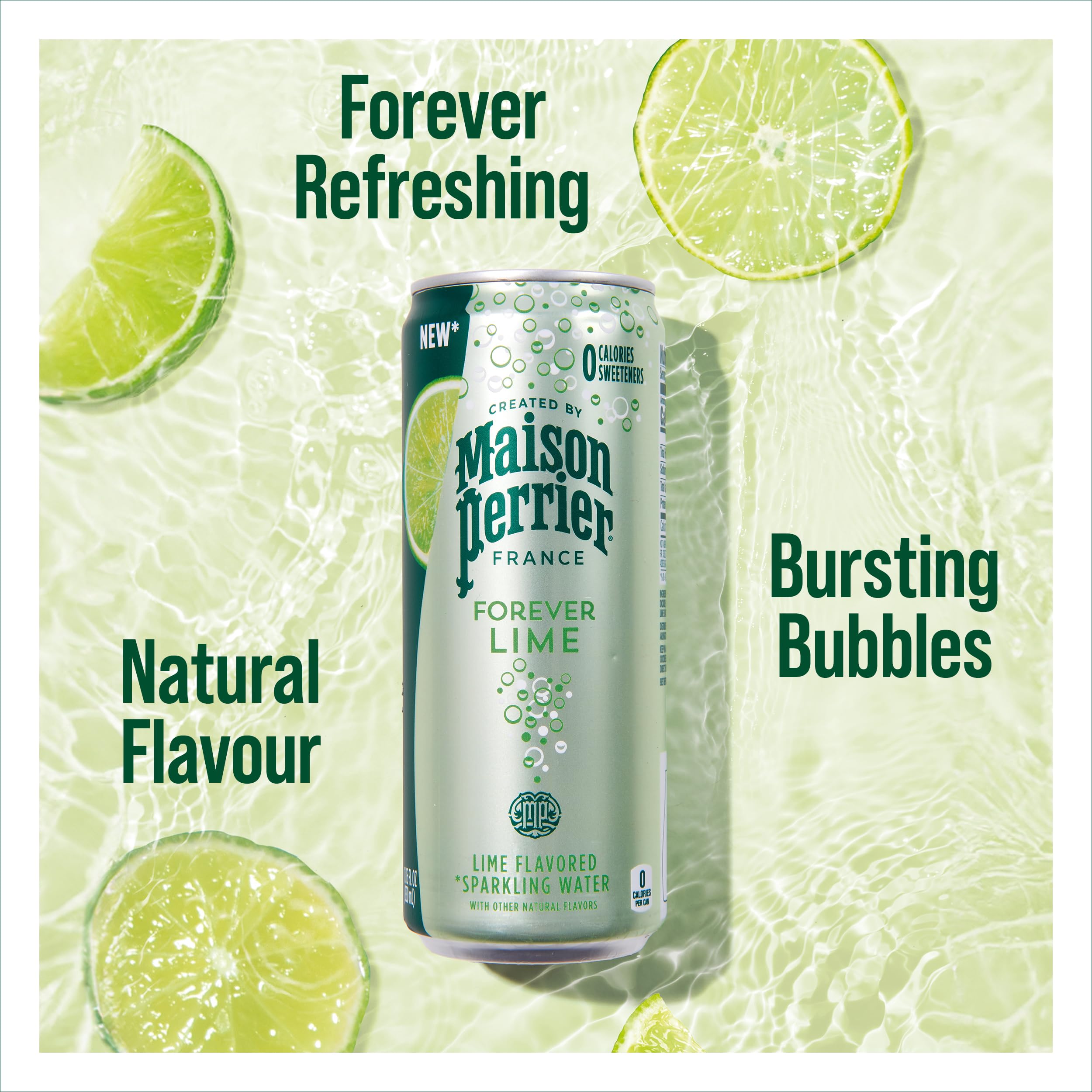 Maison Perrier Forever Lime Sparkling Water - 0 Calories, Natural Flavour | 4 x 330ml Cans 3
