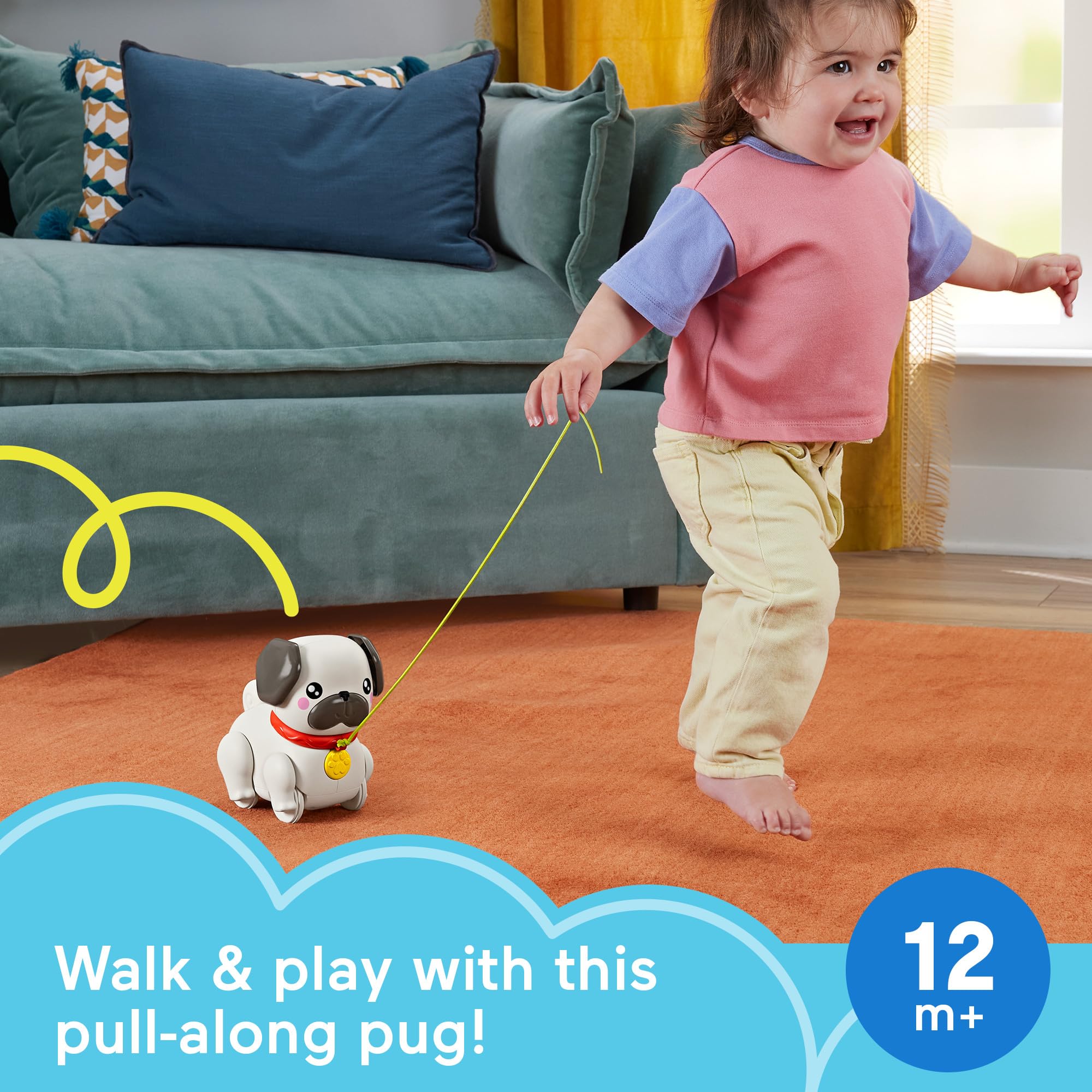 Fisher-Price FP Pets Walk-The-Pup-Pug Pull-Along Toy - Ages 12 Months+ 3