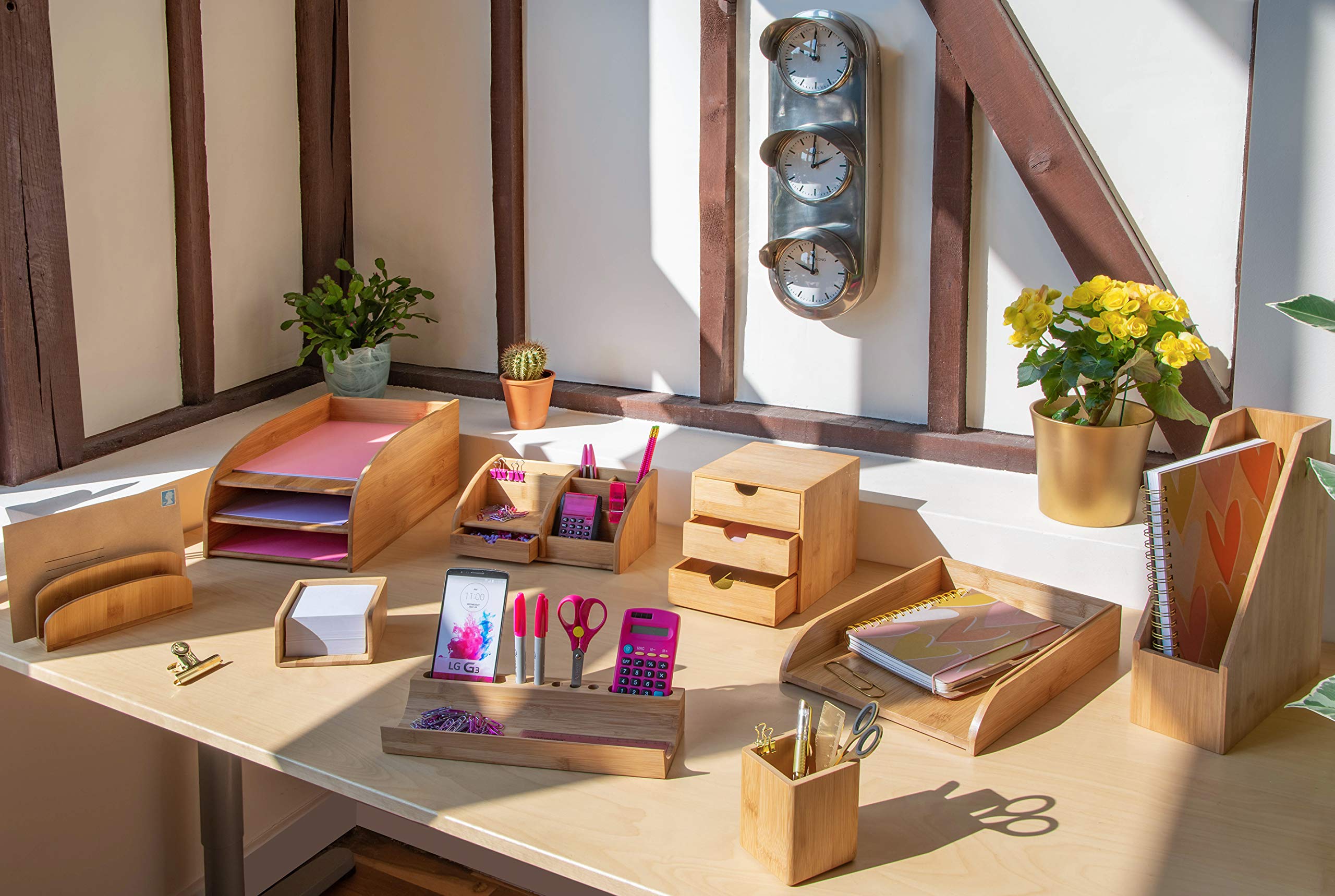 Osco MOSO Bamboo Square Pen Pot - Durable Eco-friendly Desk Organiser | H 10.2cm 6