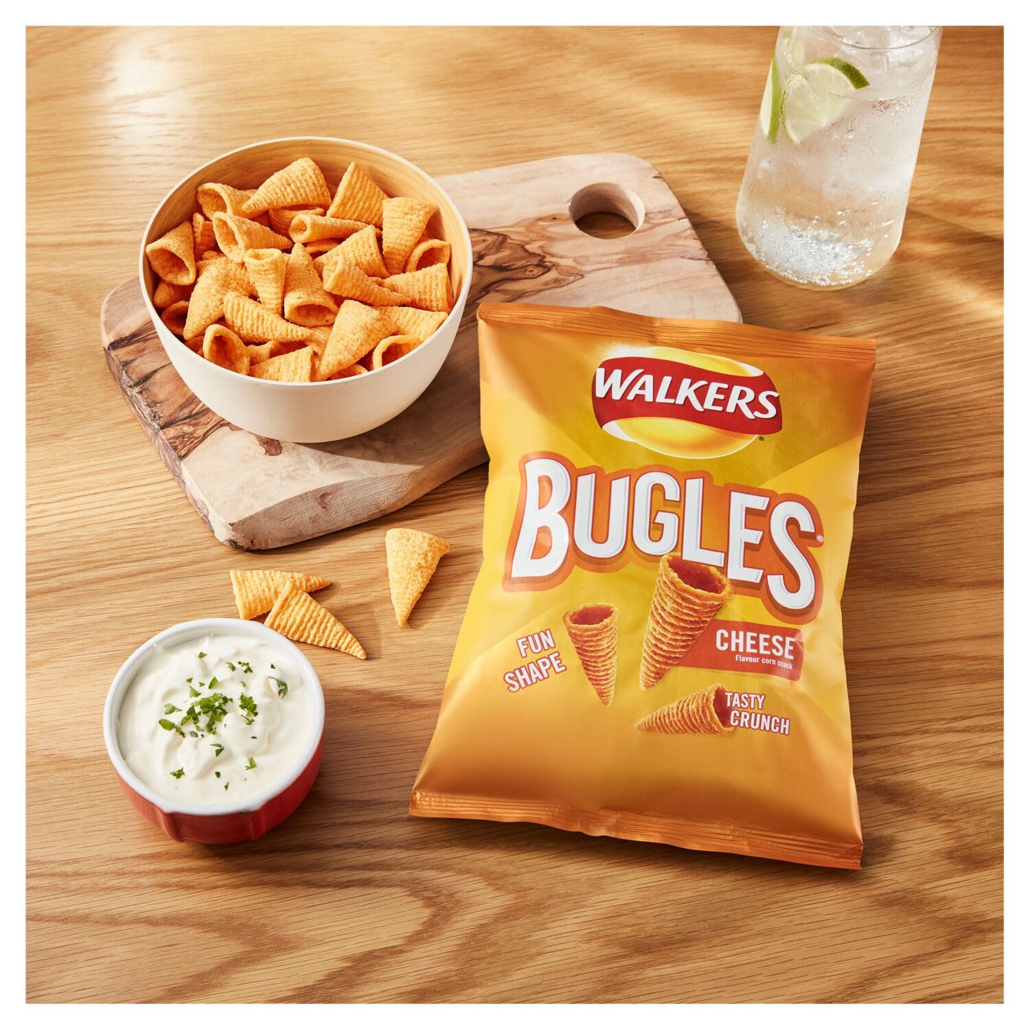 Walkers Bugles Cheese Sharing Snacks - Crunchy Corn Snack | 110g Multipack 4
