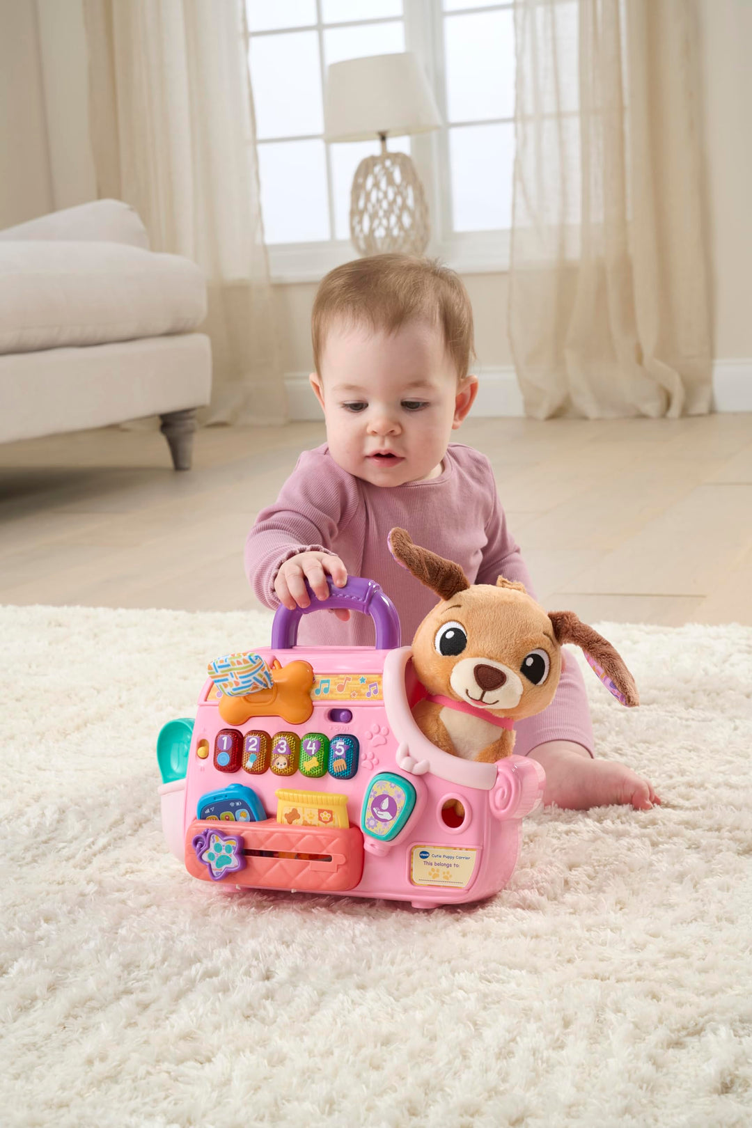 VTech Baby Cutie Puppy Carrier - Interactive Role-Play Toy for Toddlers 9M+
