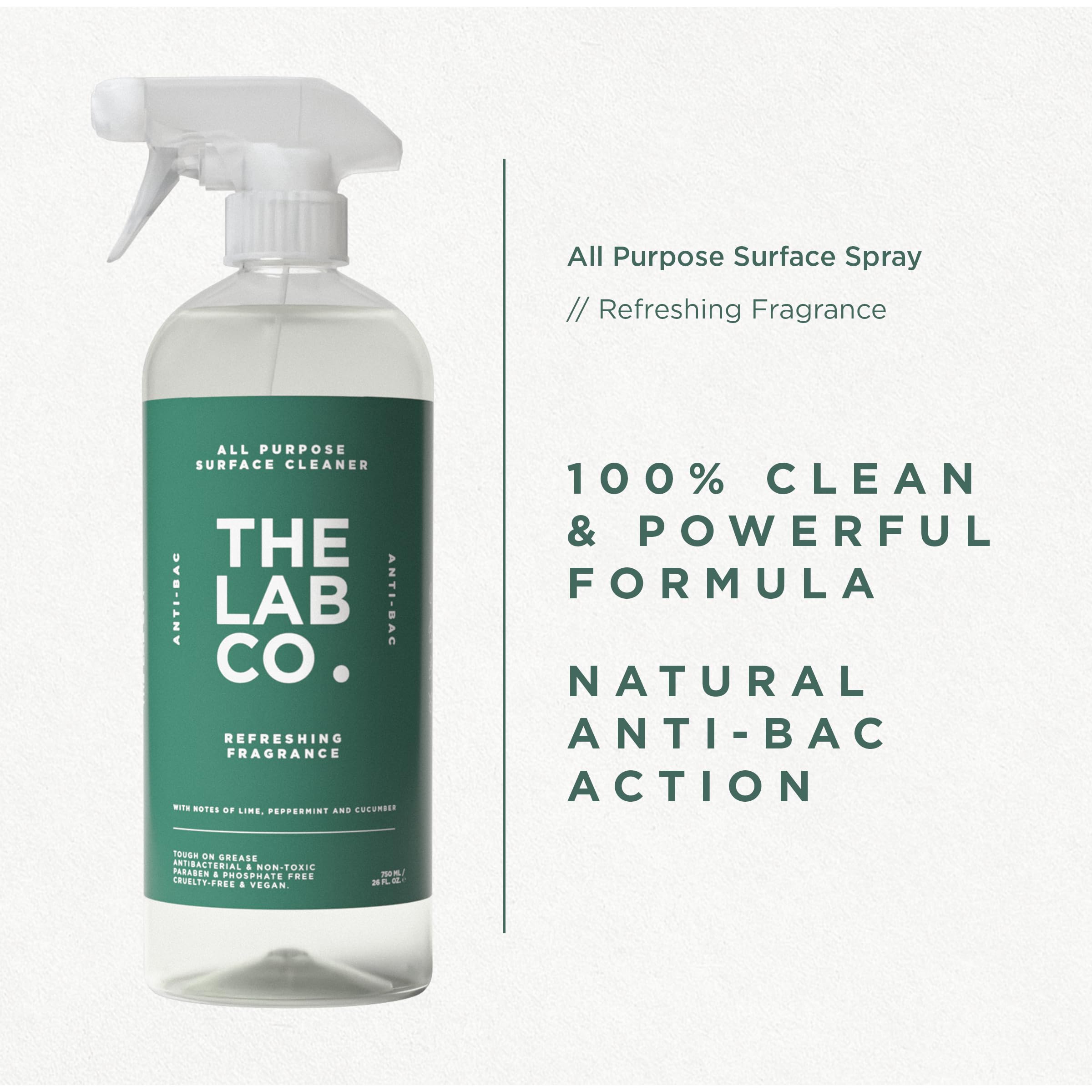 The Lab Co. Antibacterial All Purpose Cleaner - Kills Bacteria | Streak Free | 750ml 3