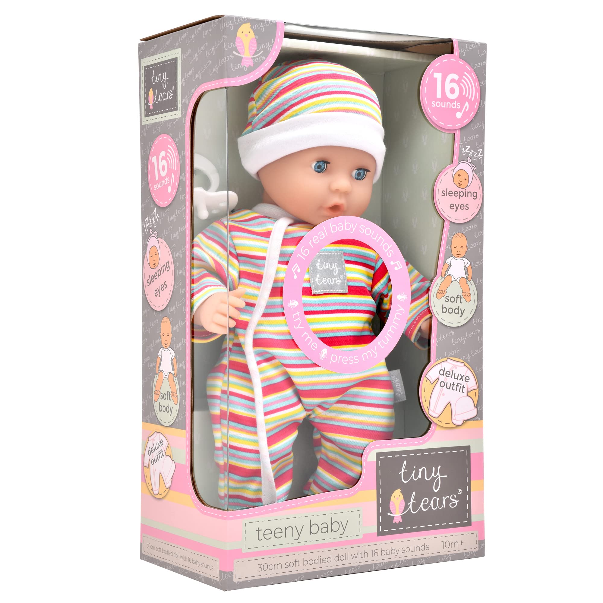 Tiny Tears Teeny Baby Doll - 30cm Soft Body with 16 Real Baby Sounds 1