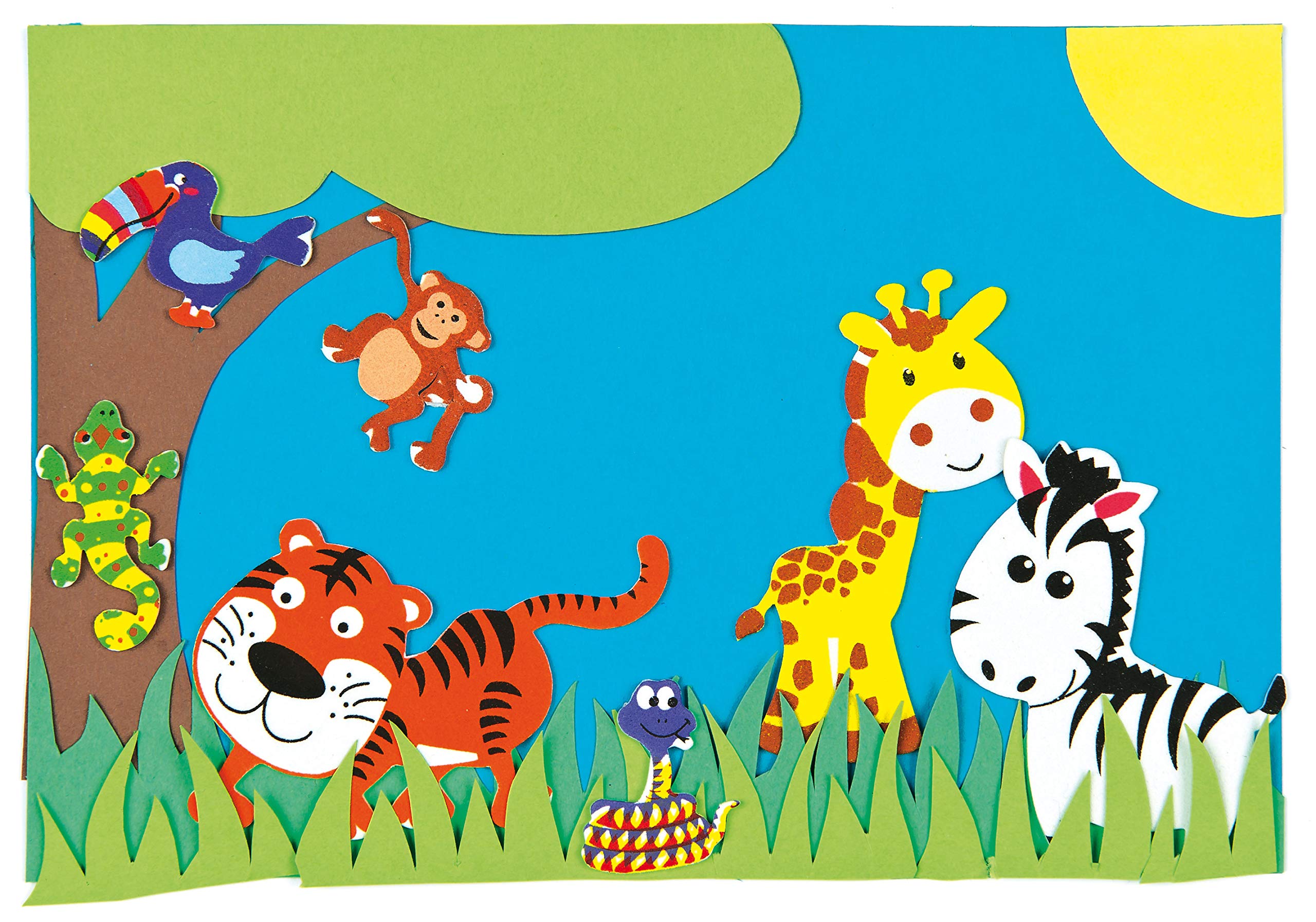 Baker Ross Jungle Animal Foam Stickers (96 Pack) Self-Adhesive Puffy Scrapbook Embellishments 6