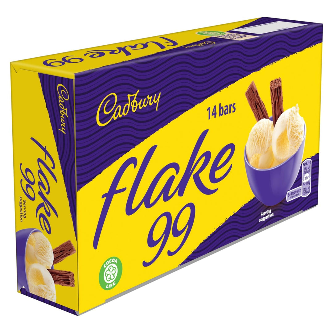 Cadbury Flake 99 Chocolate Bar - 14 Pack Individually Wrapped Flaky Milk Chocolate Treats