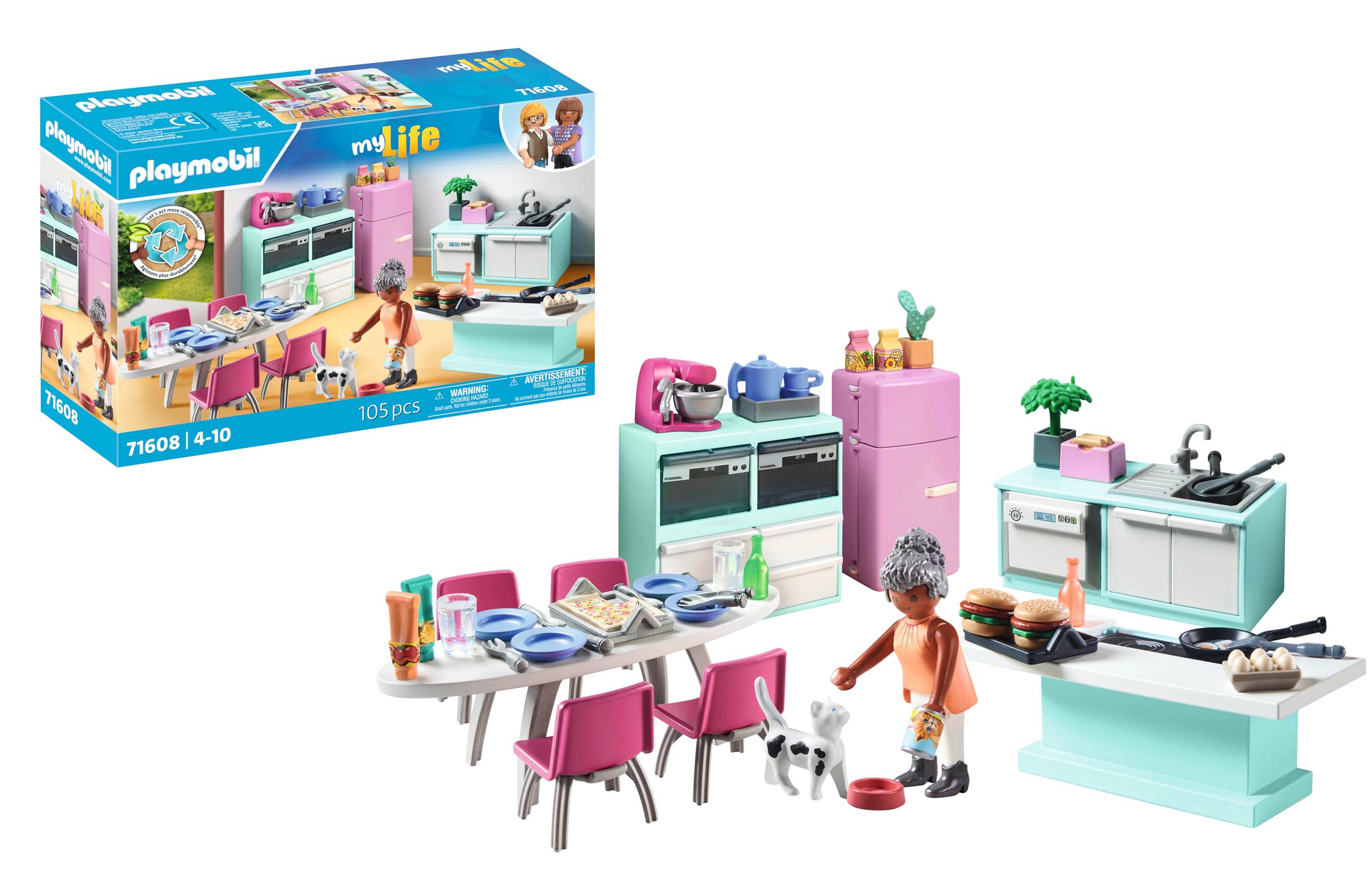 Playmobil myLife Kitchen with Dining Place Playset | 105 Pieces | Ages 4+ 1