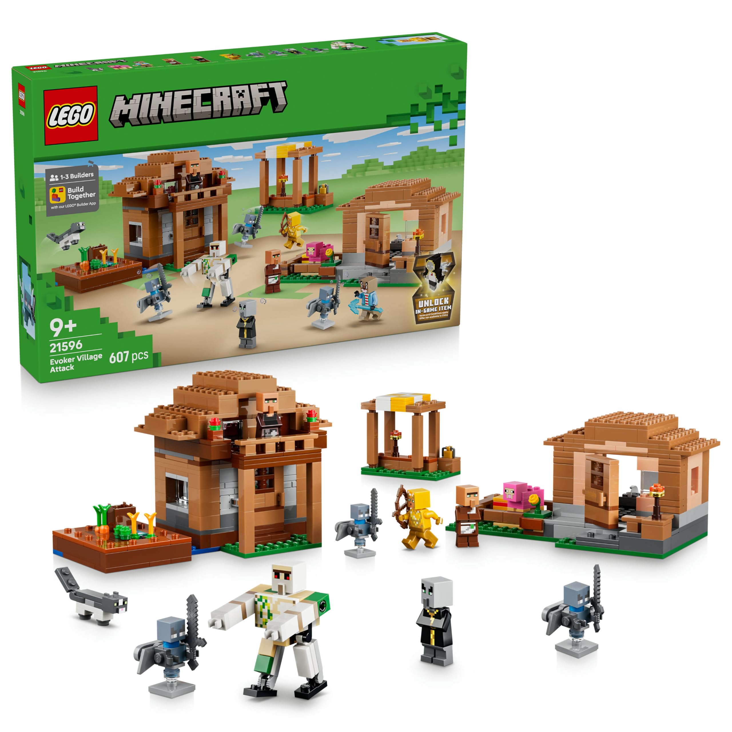 LEGO Minecraft Evoker Village Attack Building Set - 11 Figures, 3 Locations, Ages 9+ 1