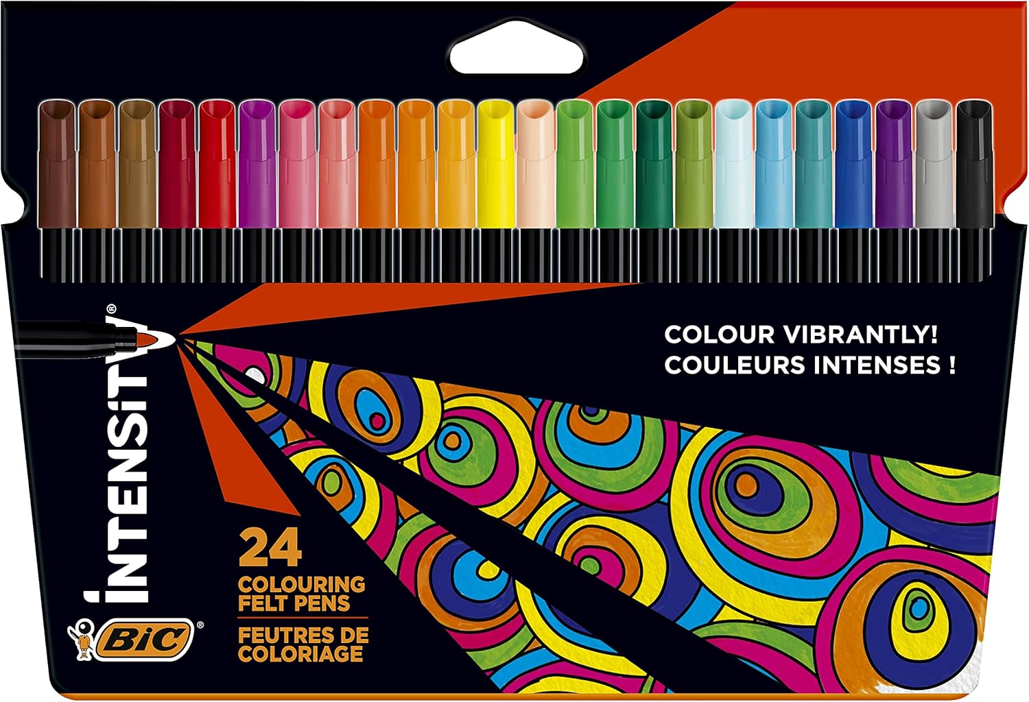 BIC Kids Visa Colouring 4-Blade Felt Pens - Assorted Colours, Pack of 24 - Spring Mounted Blades with Pivoting Head for Ultra Smooth Shave